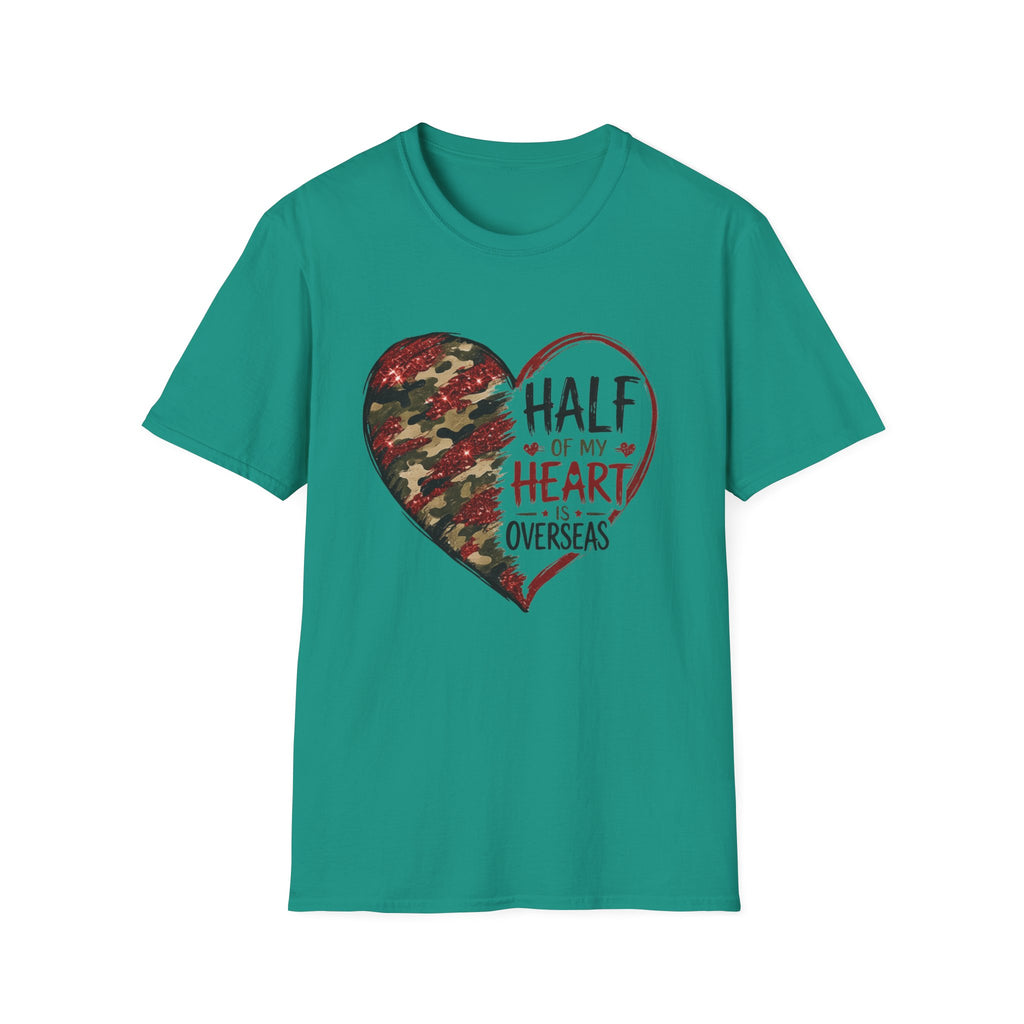 Half My Heart Is Overseas Camo Heart T-Shirt