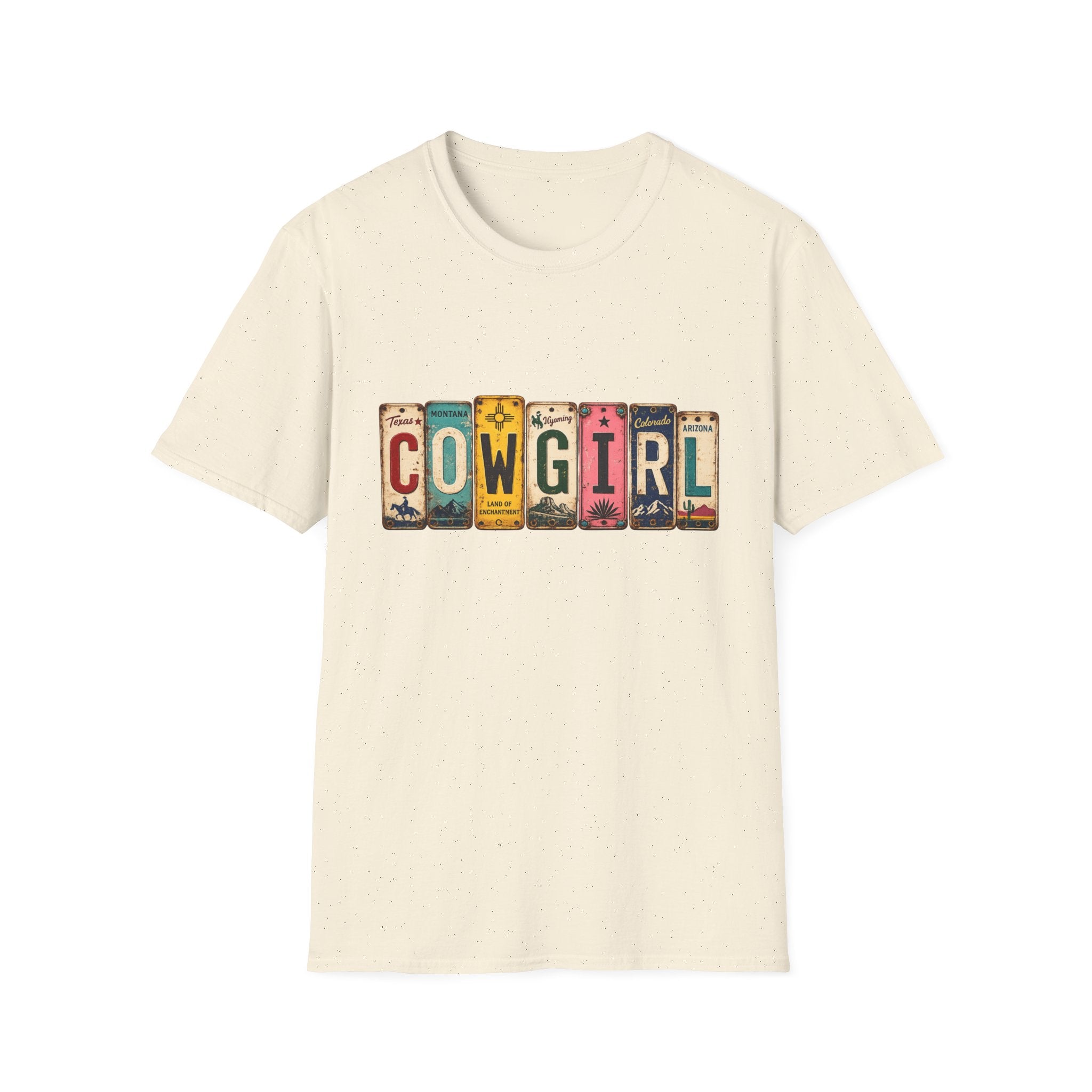 Western Cowgirl License Plate Letter T-Shirt