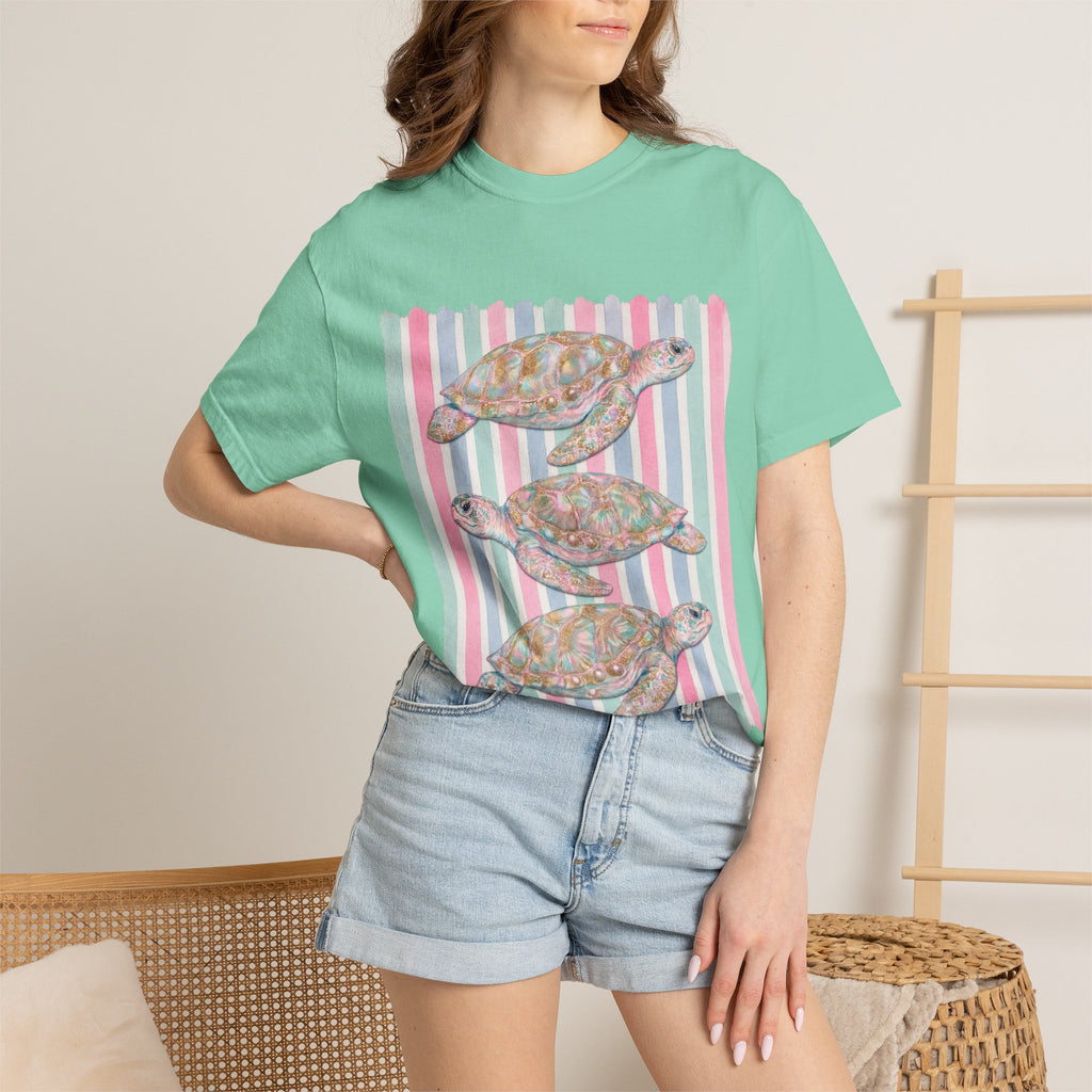 Sea Turtle Trio Pastel Beach Vibes Comfort Colors T-Shirt