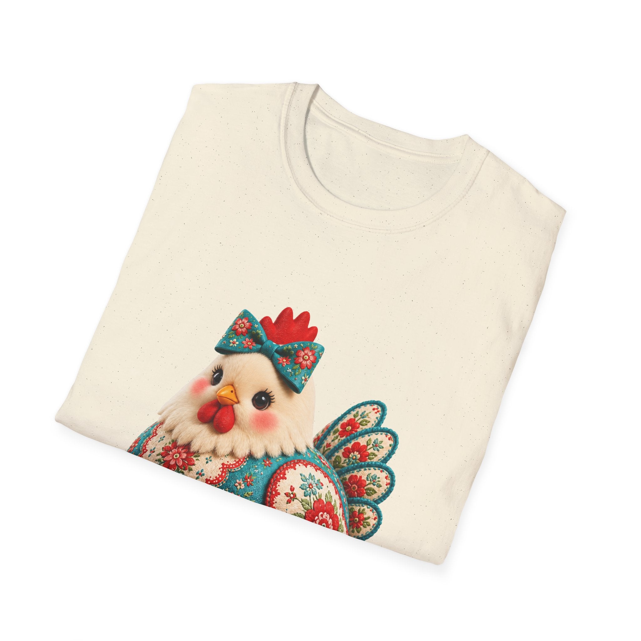 Colorful Folk Art Floral Chicken T-Shirt