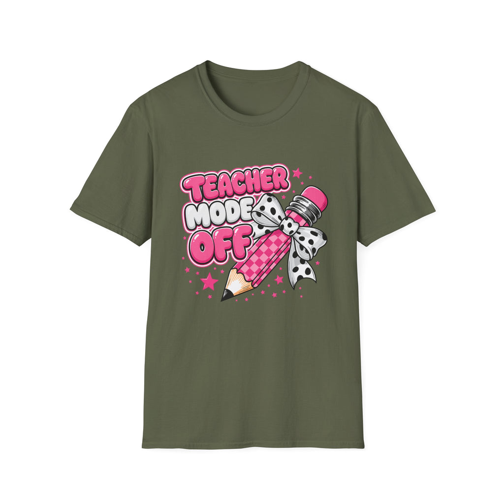 Teacher Mode Off T-Shirt — Cute Pink Pencil Graphic Tee for Teachers
