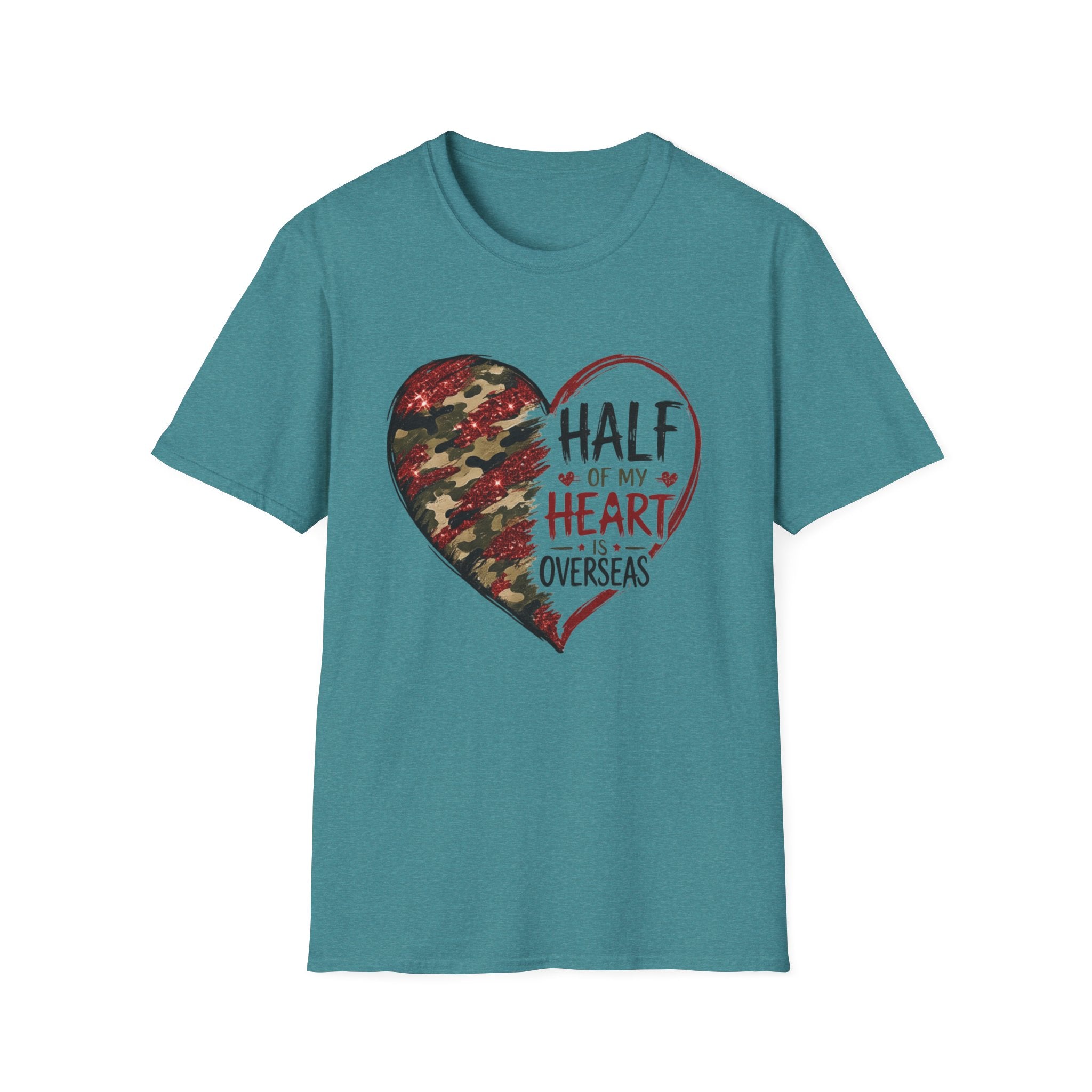 Half My Heart Is Overseas Camo Heart T-Shirt
