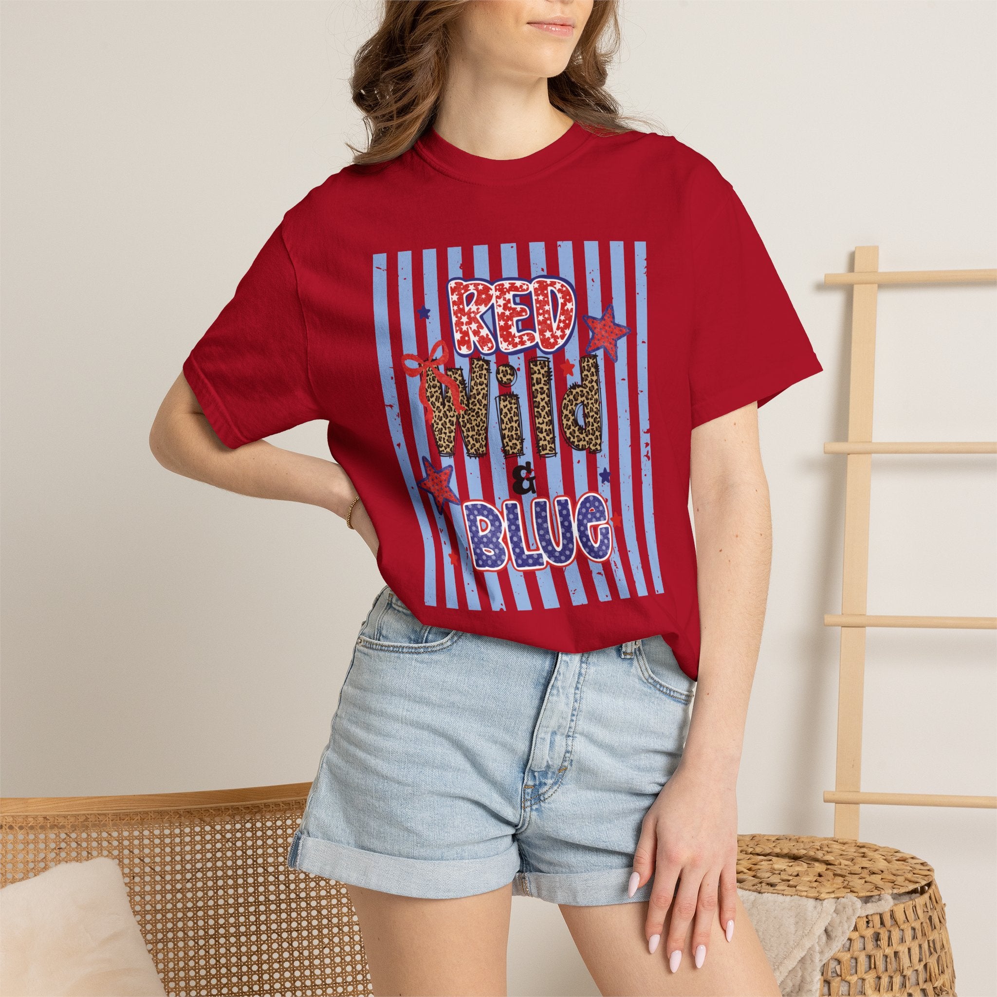Red Wild & Blue Cheetah Print Patriotic Comfort Colors Tee