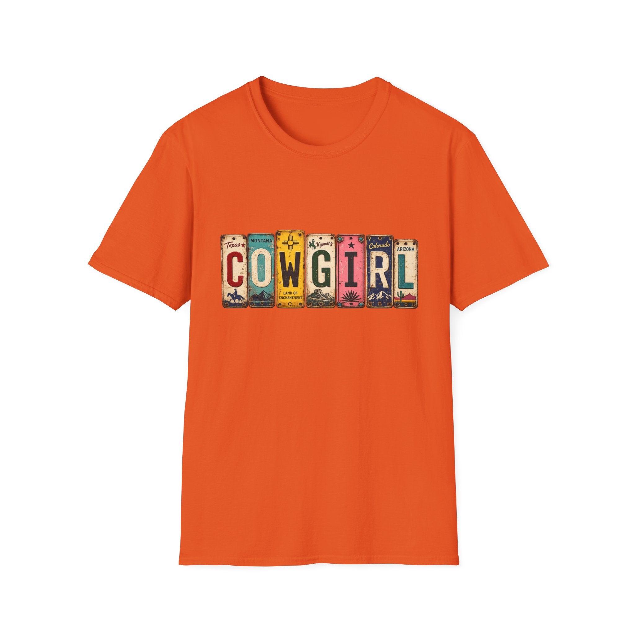 Western Cowgirl License Plate Letter T-Shirt