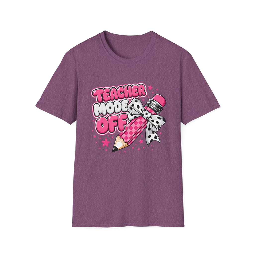 Teacher Mode Off T-Shirt — Cute Pink Pencil Graphic Tee for Teachers