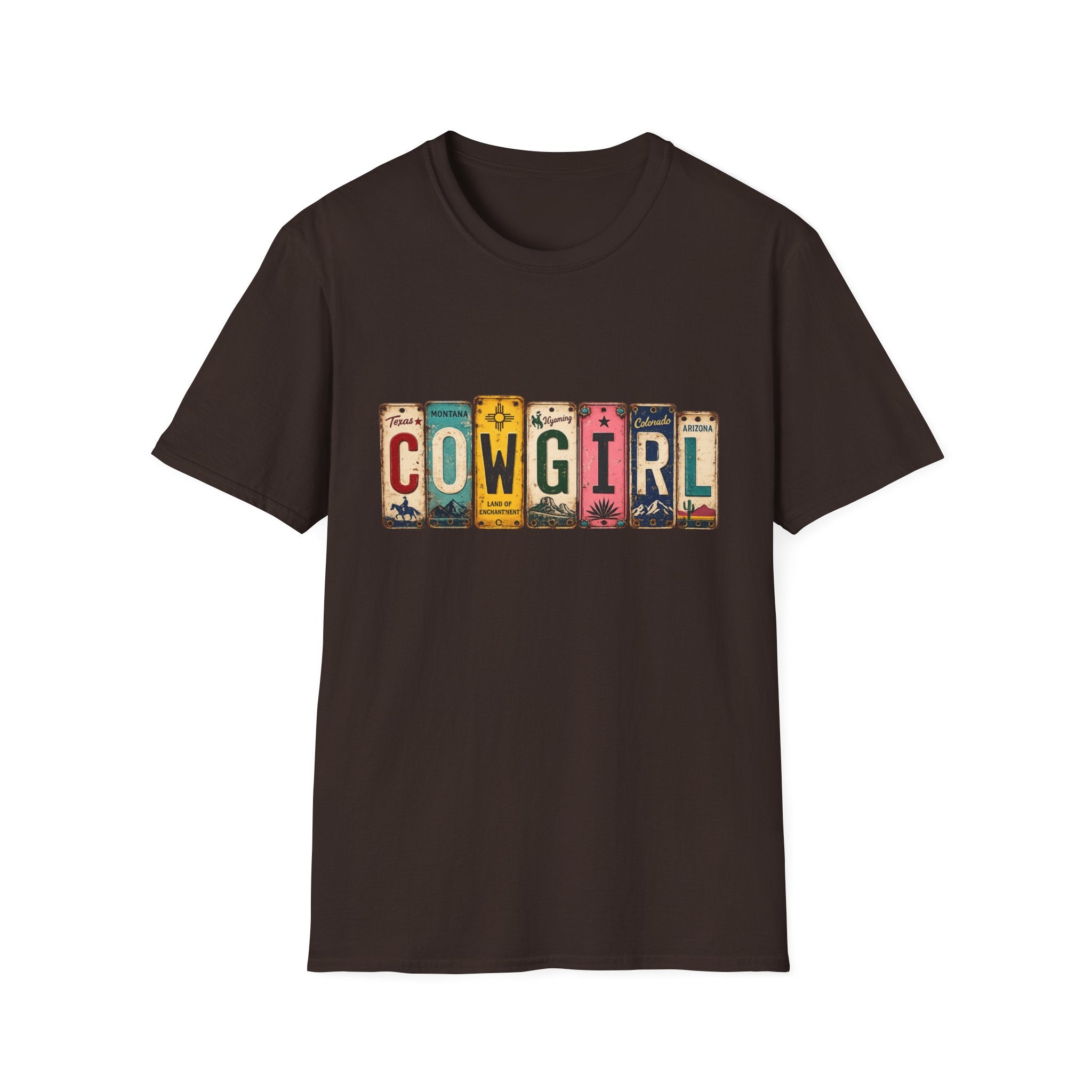 Western Cowgirl License Plate Letter T-Shirt