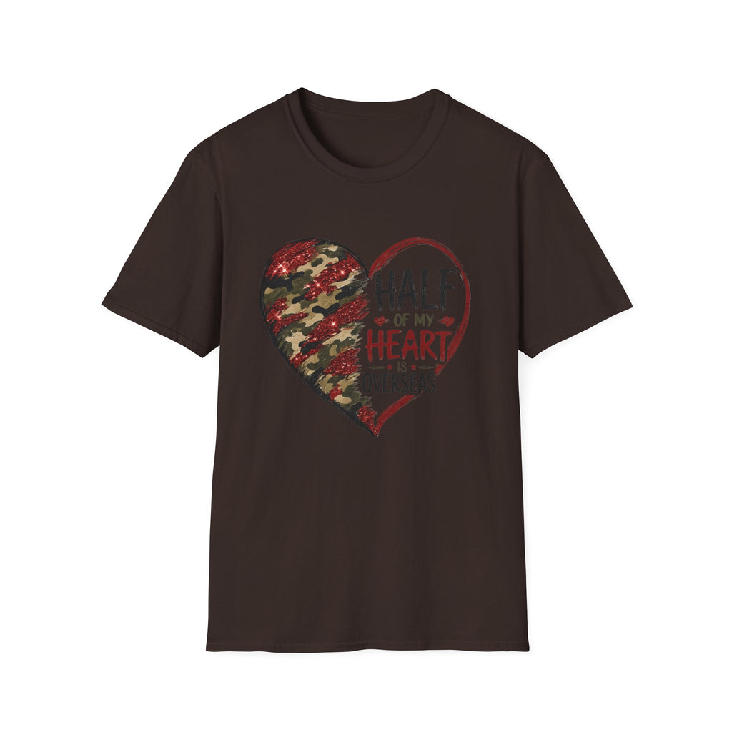Half My Heart Is Overseas Camo Heart T-Shirt