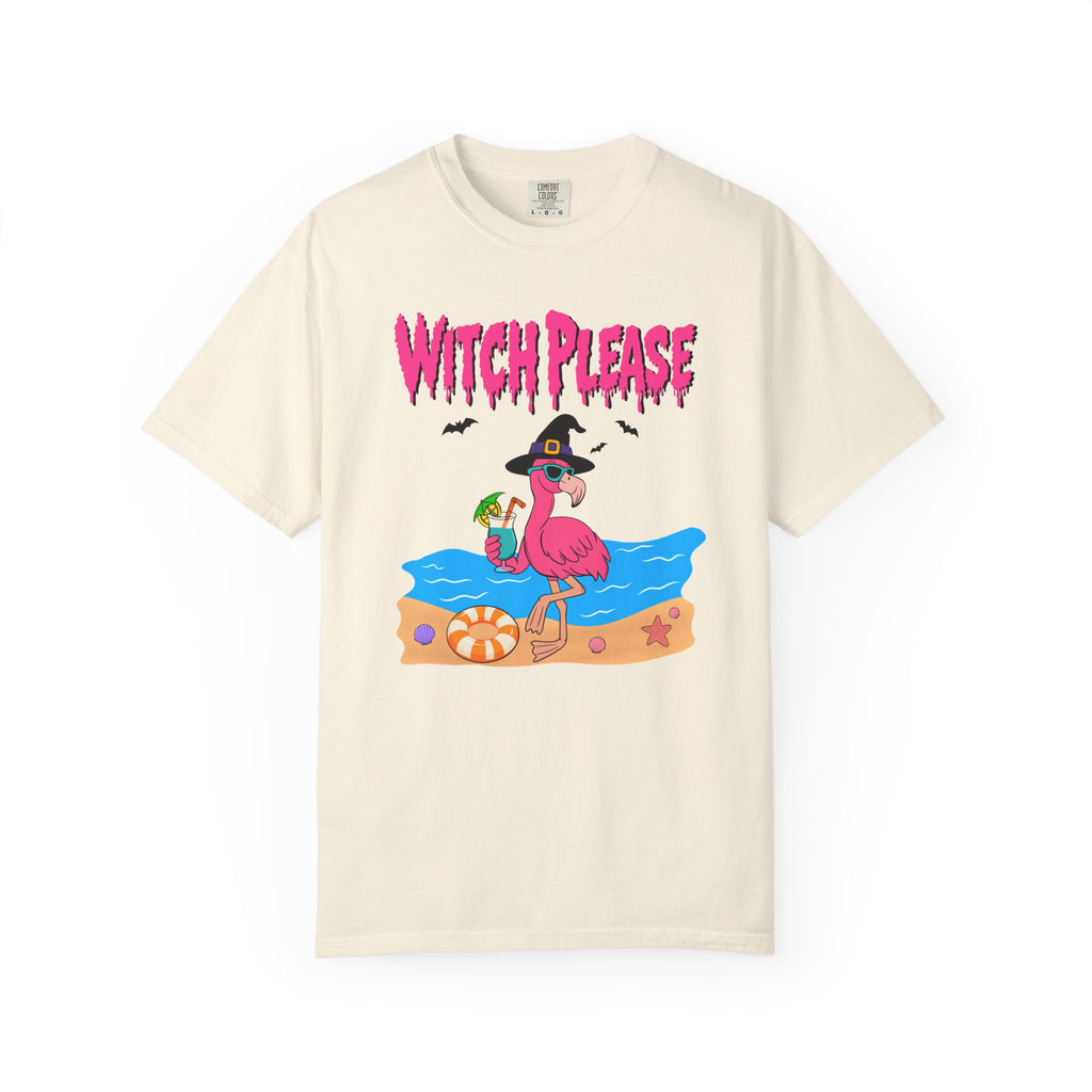 Witch Please Flamingo Halloween Beach Graphic T-Shirt