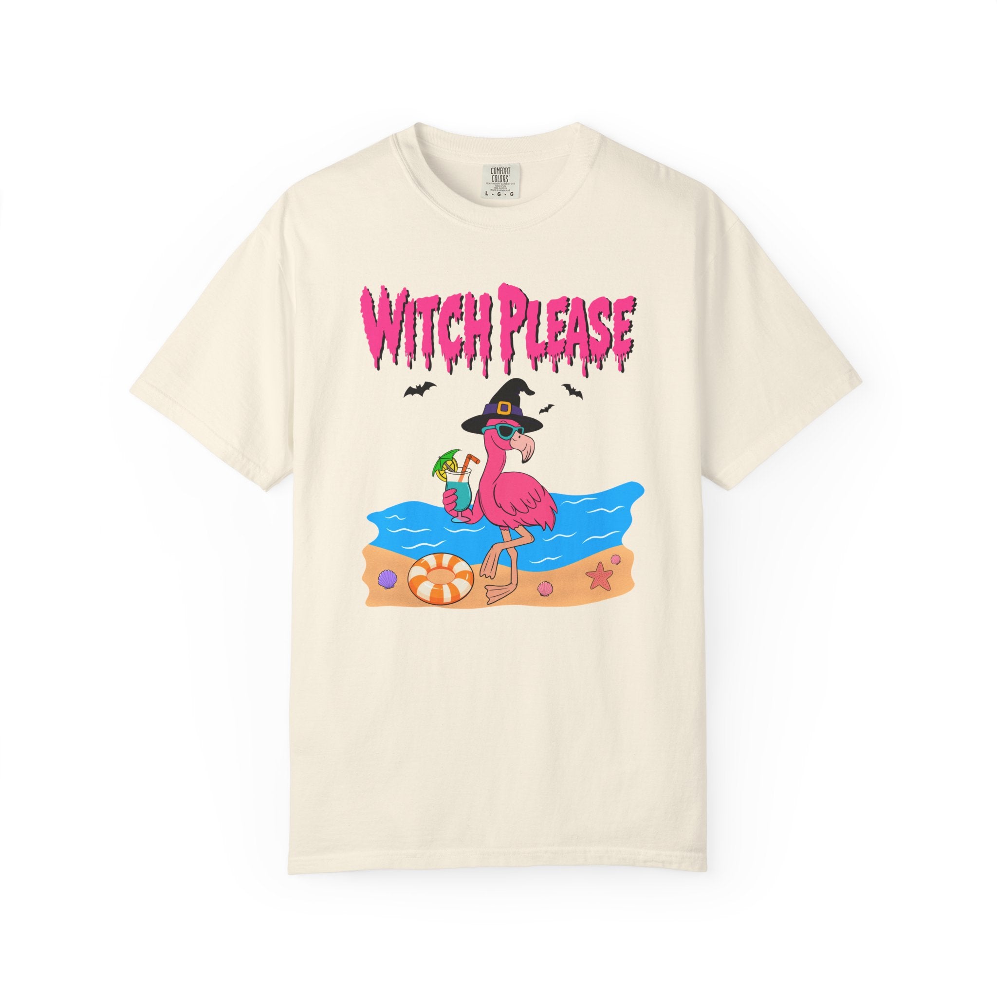 Witch Please Flamingo Halloween Beach Graphic T-Shirt