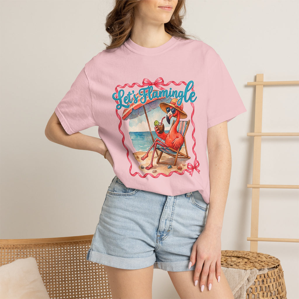 Let's Flamingle Retro Flamingo Beach Comfort Colors T-Shirt