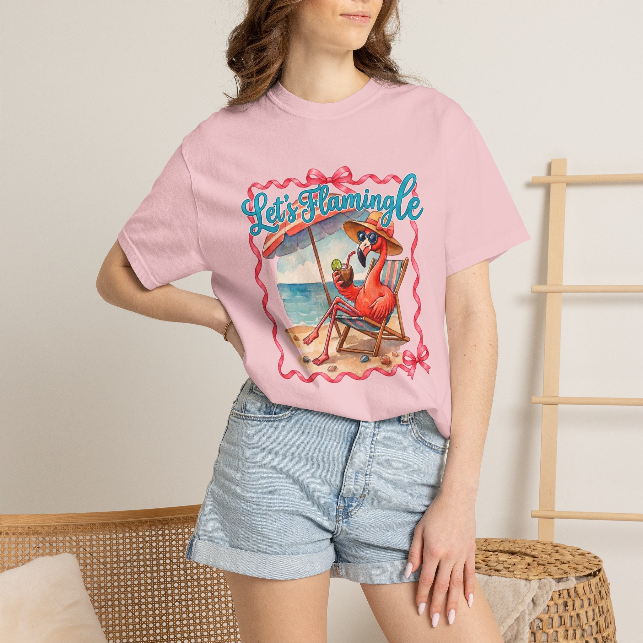Let's Flamingle Retro Flamingo Beach Comfort Colors T-Shirt