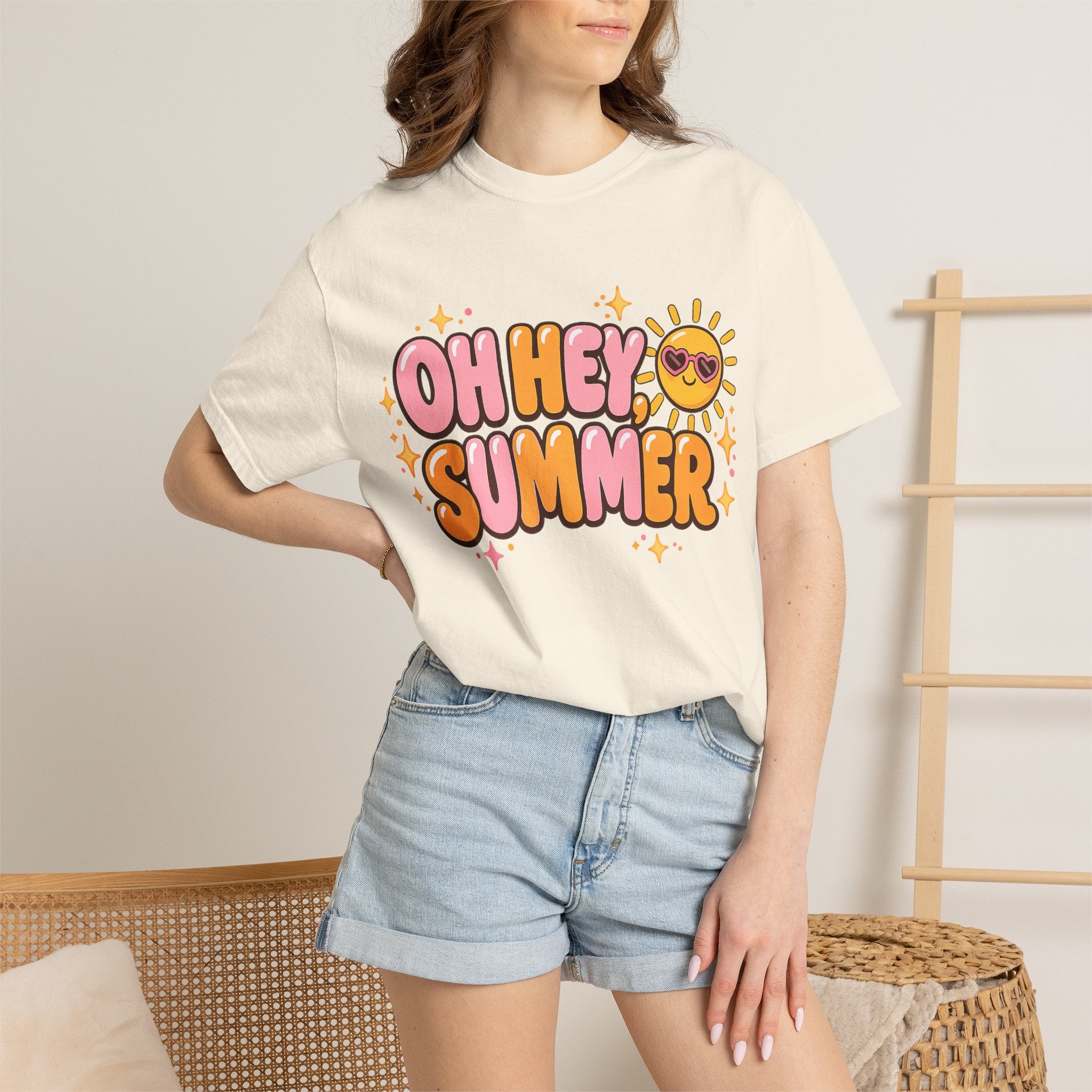 Oh Hey Summer Cute Retro Sun Comfort Colors T-Shirt