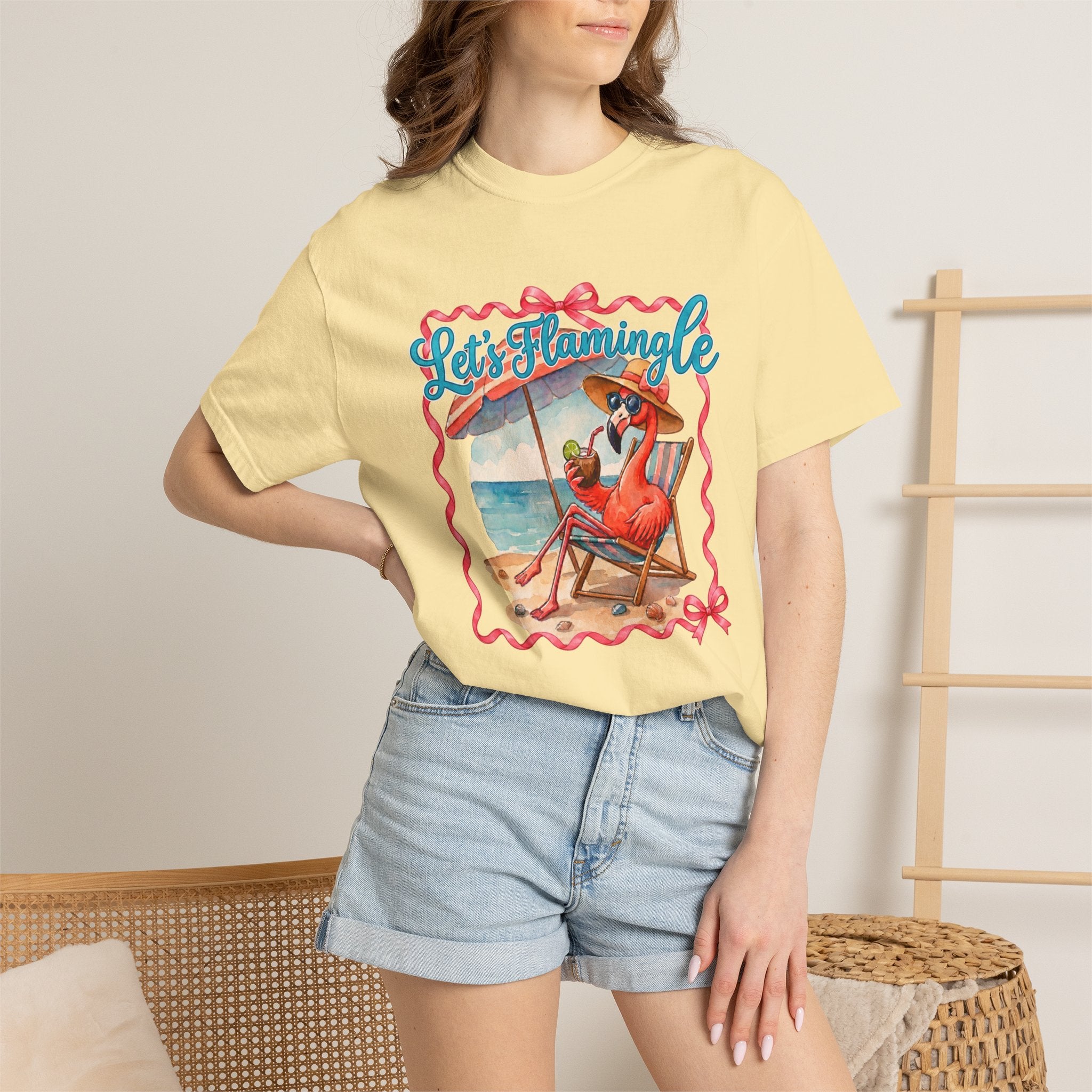 Let's Flamingle Retro Flamingo Beach Comfort Colors T-Shirt