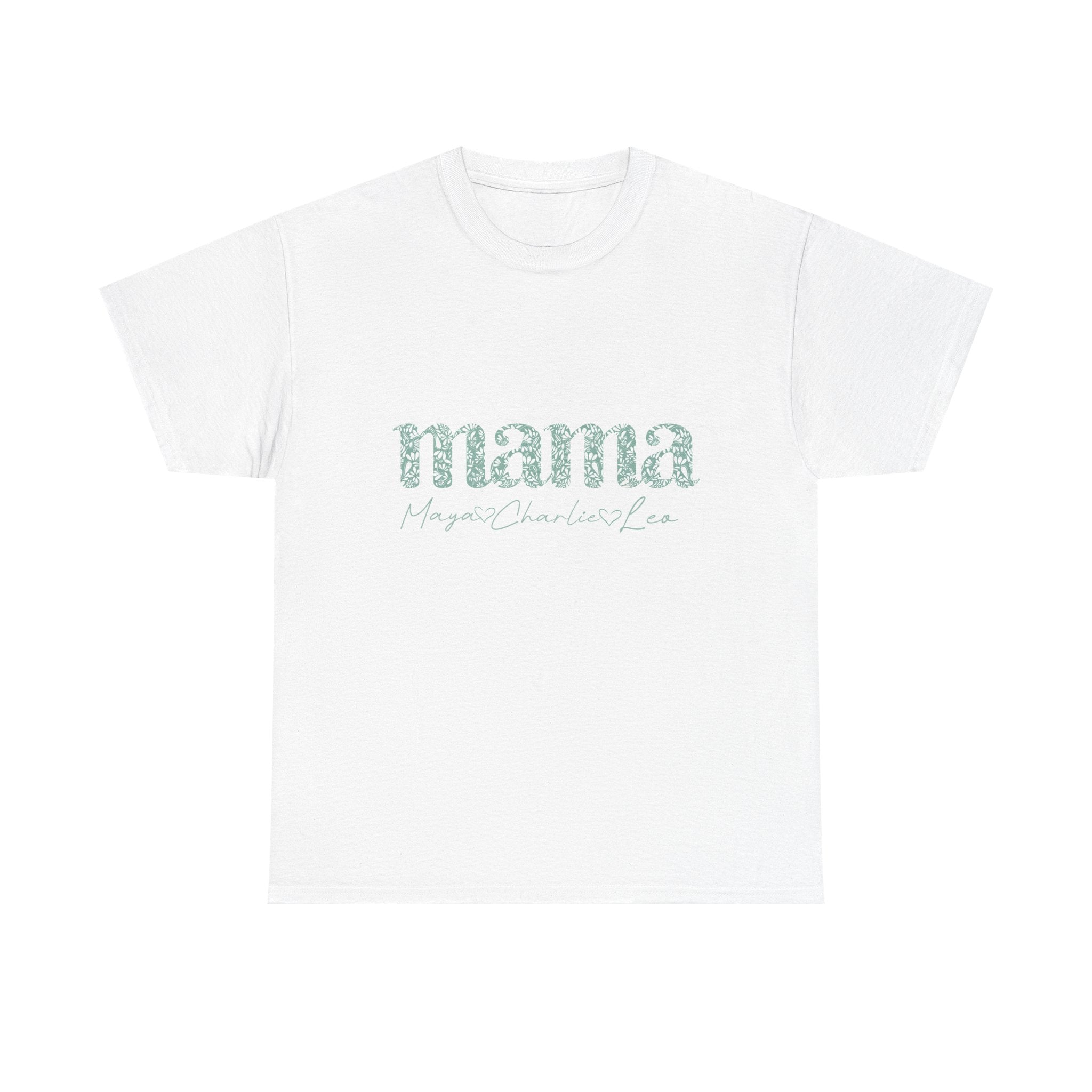 Mama Script Floral Tee — "mama" Mint Pattern Mom T-Shirt
