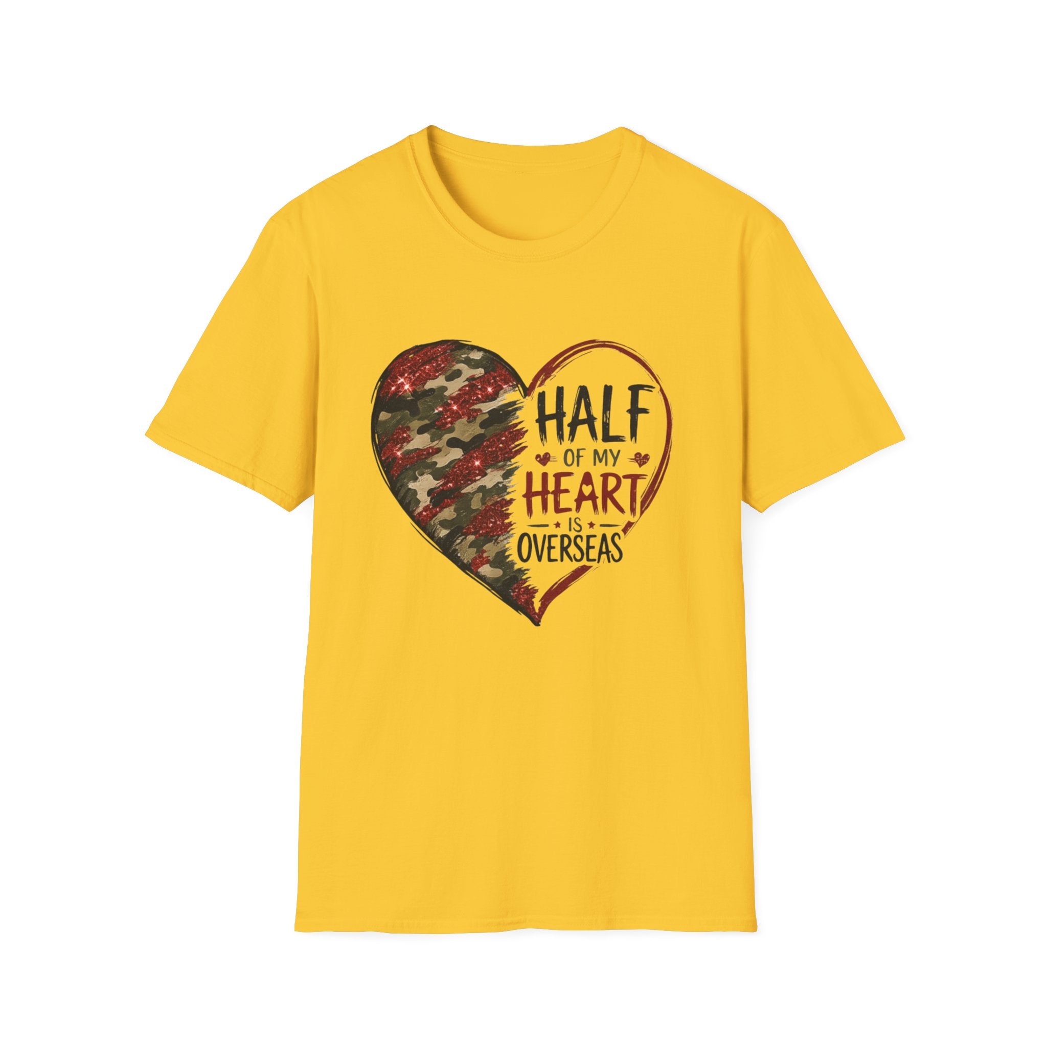 Half My Heart Is Overseas Camo Heart T-Shirt