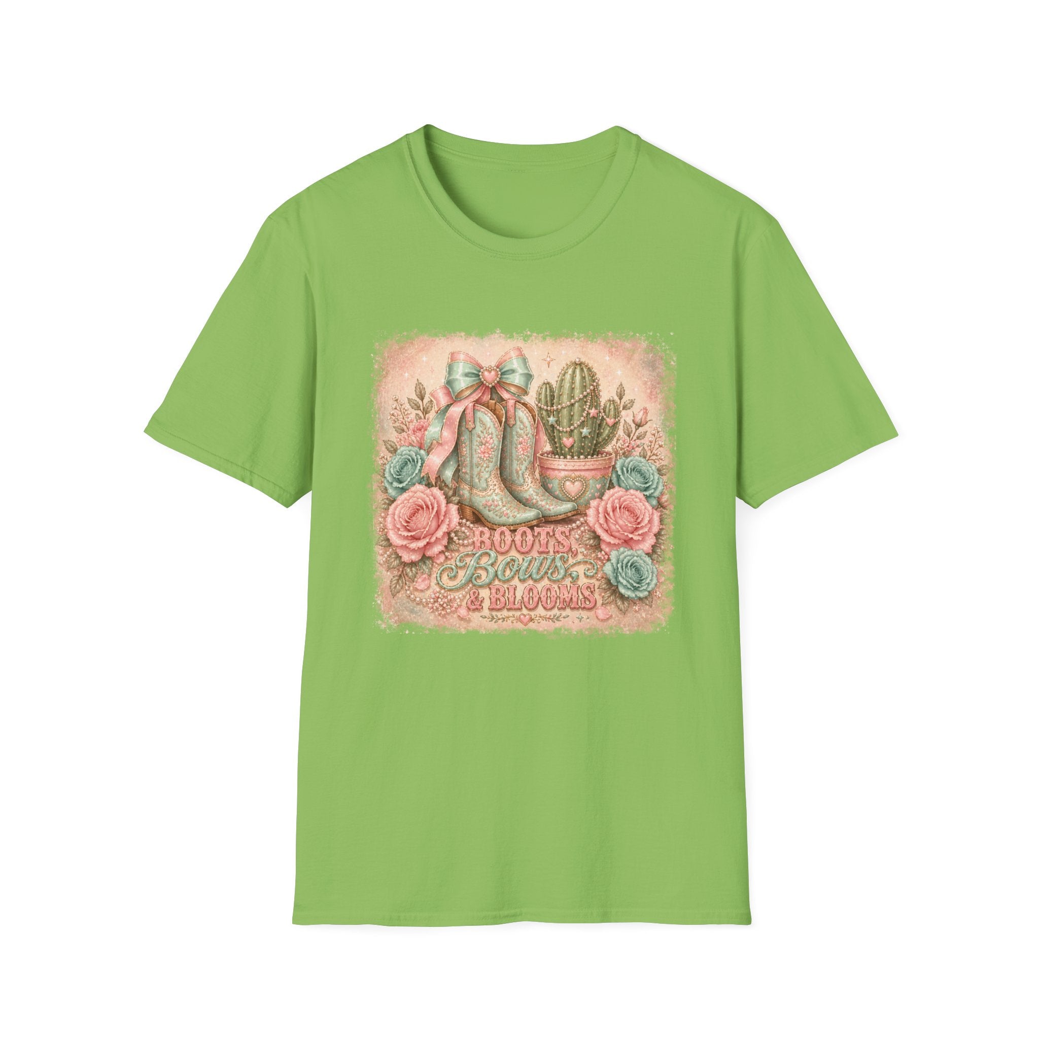 Cowgirl Boots & Cactus Floral Western Graphic Tee