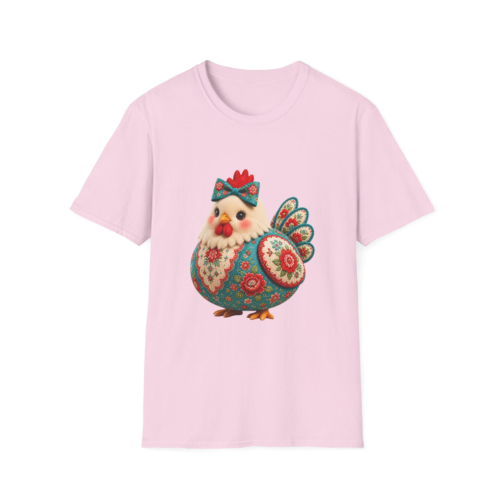 Colorful Folk Art Floral Chicken T-Shirt