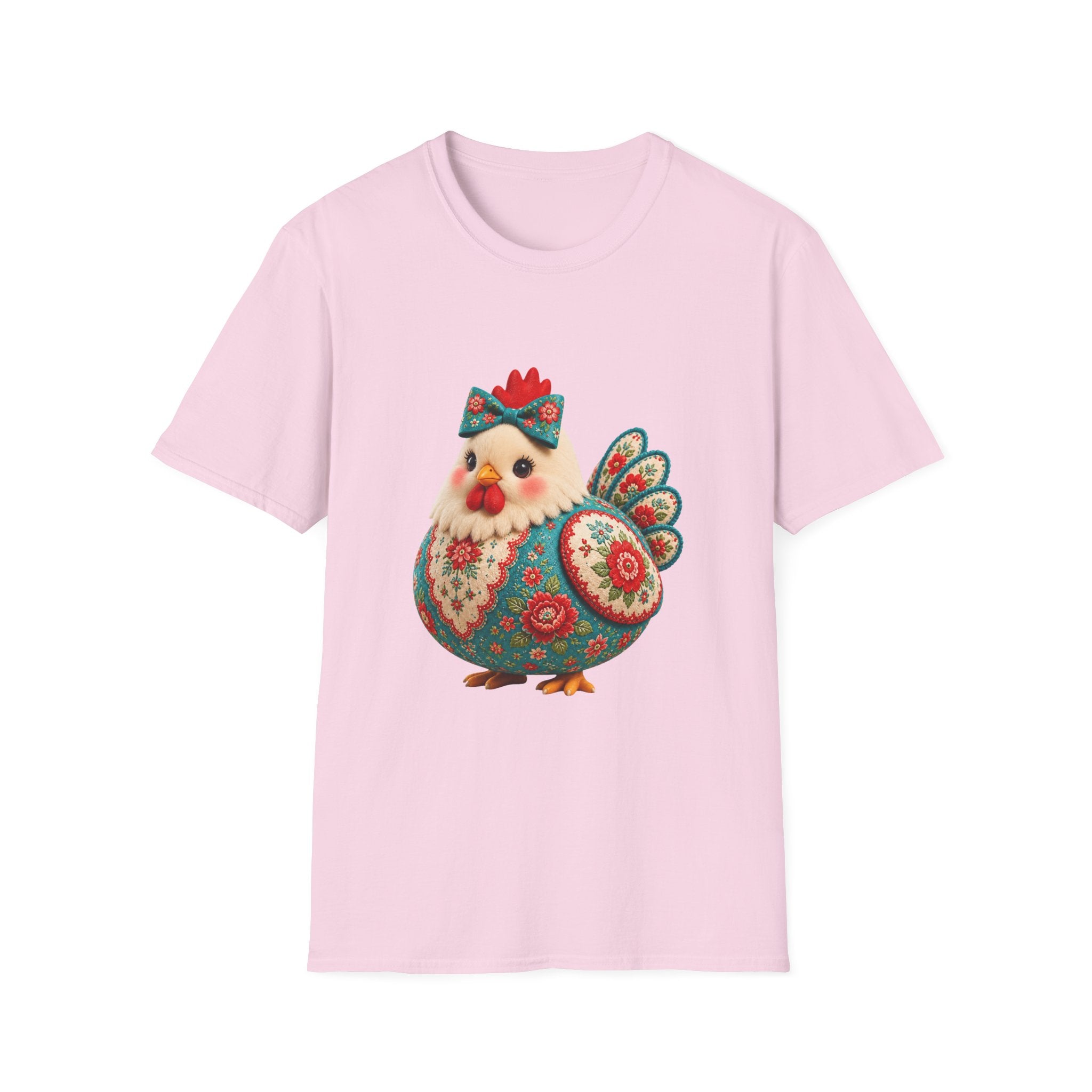 Colorful Folk Art Floral Chicken T-Shirt