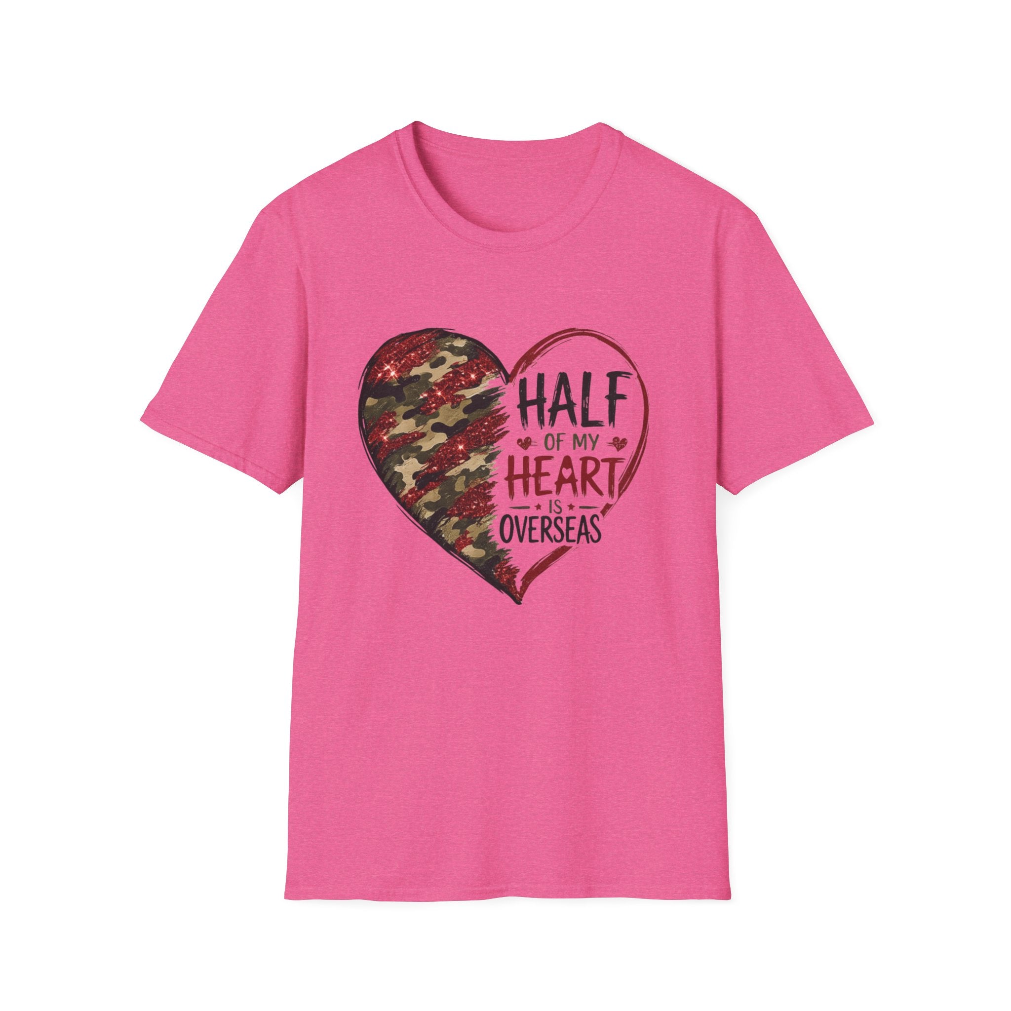 Half My Heart Is Overseas Camo Heart T-Shirt