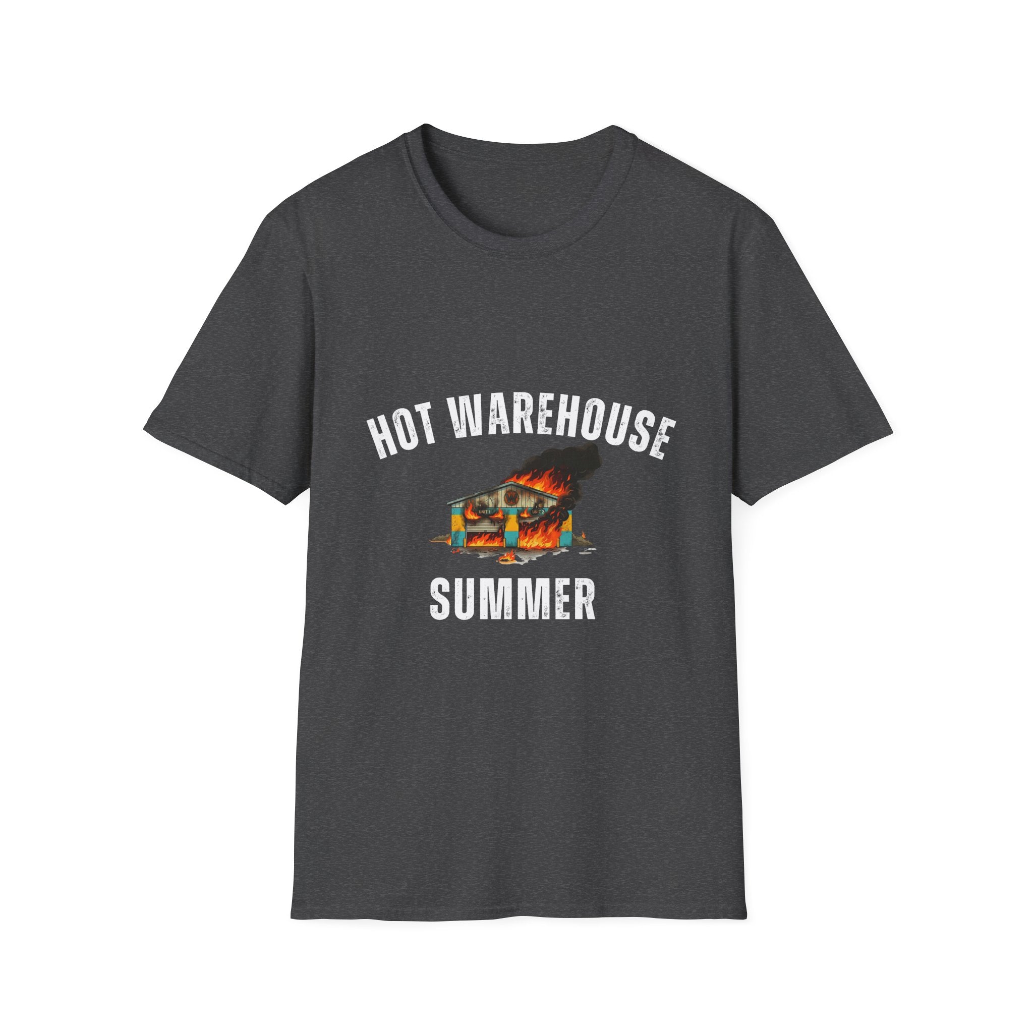 Hot Warehouse Summer T-Shirt- Vintage Flaming Warehouse Graphic Tee