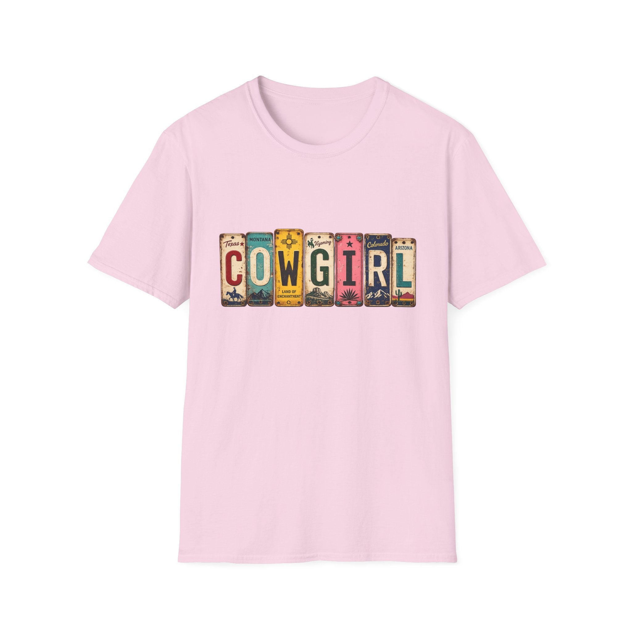 Western Cowgirl License Plate Letter T-Shirt