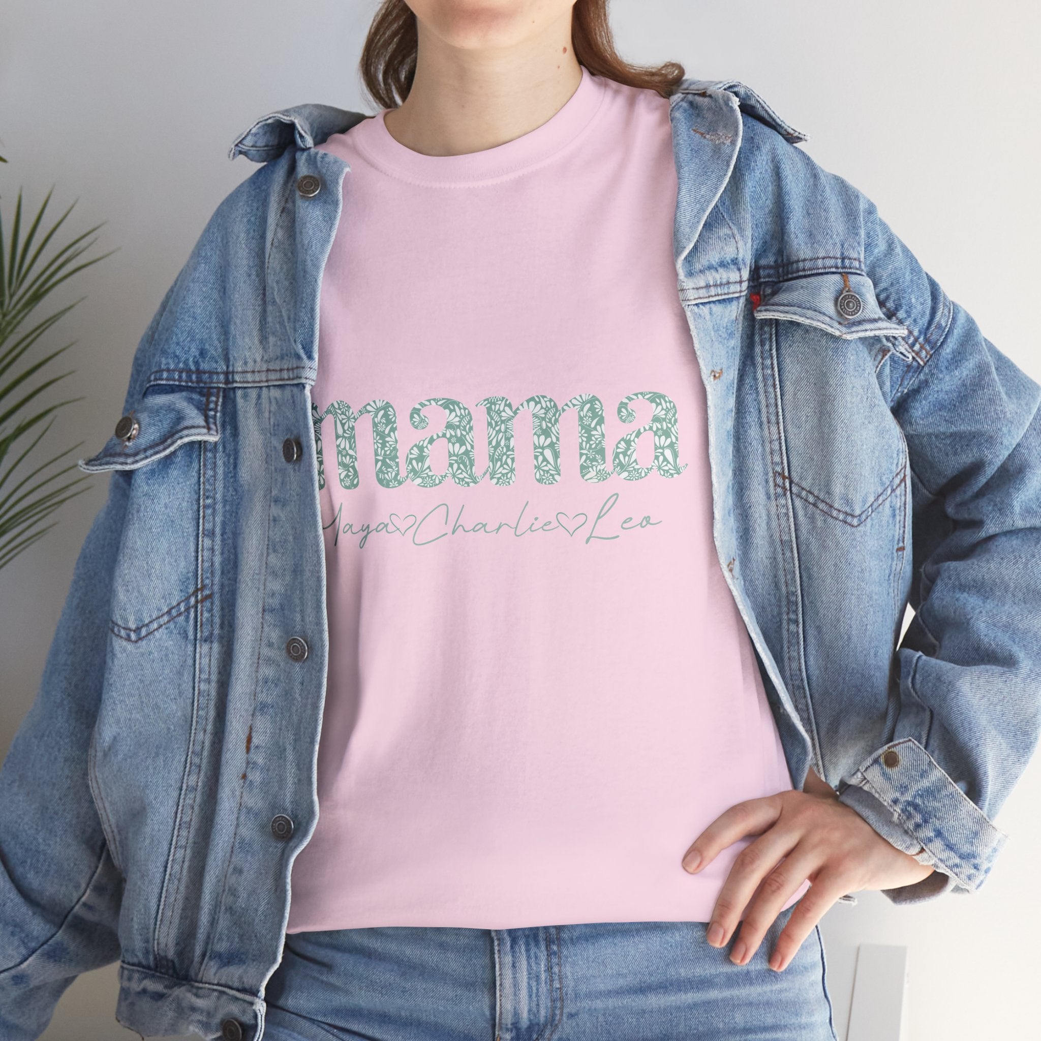 Mama Script Floral Tee — "mama" Mint Pattern Mom T-Shirt