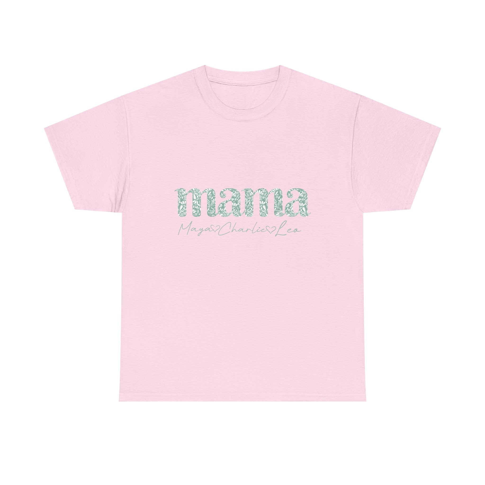 Mama Script Floral Tee — "mama" Mint Pattern Mom T-Shirt