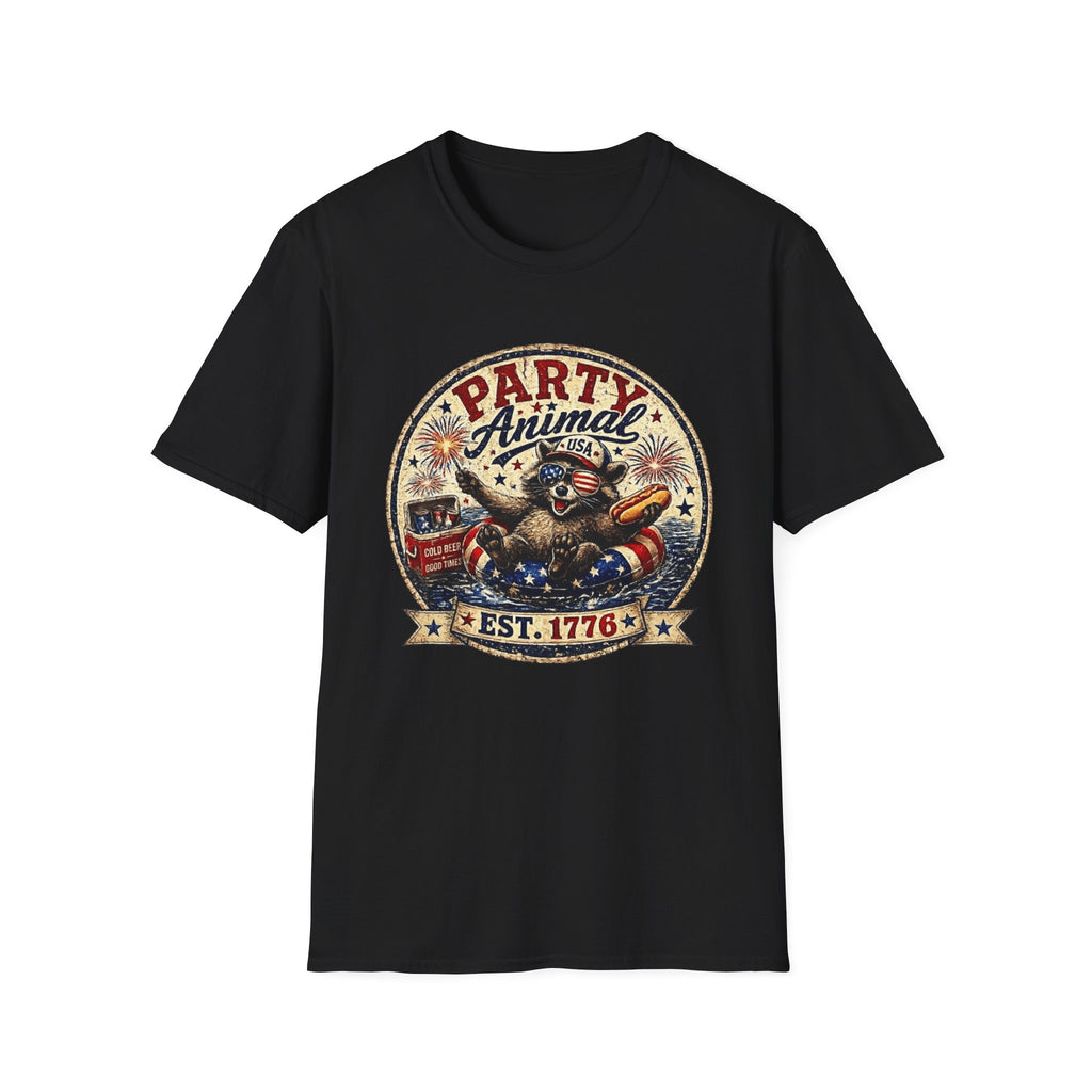 Party Animal T-Shirt — Patriotic 1776 Fourth of July Graphic Tee