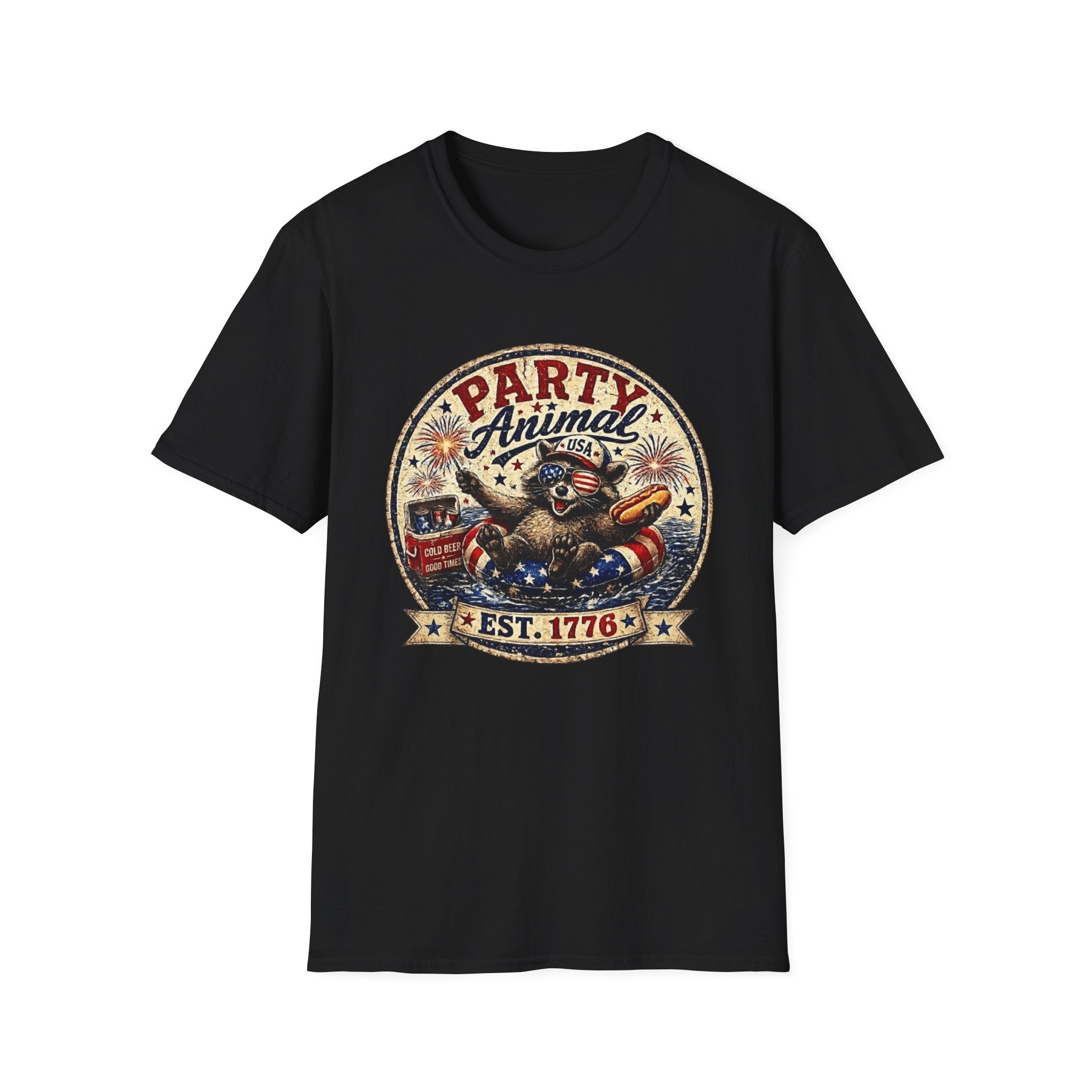 Party Animal T-Shirt — Patriotic 1776 Fourth of July Graphic Tee