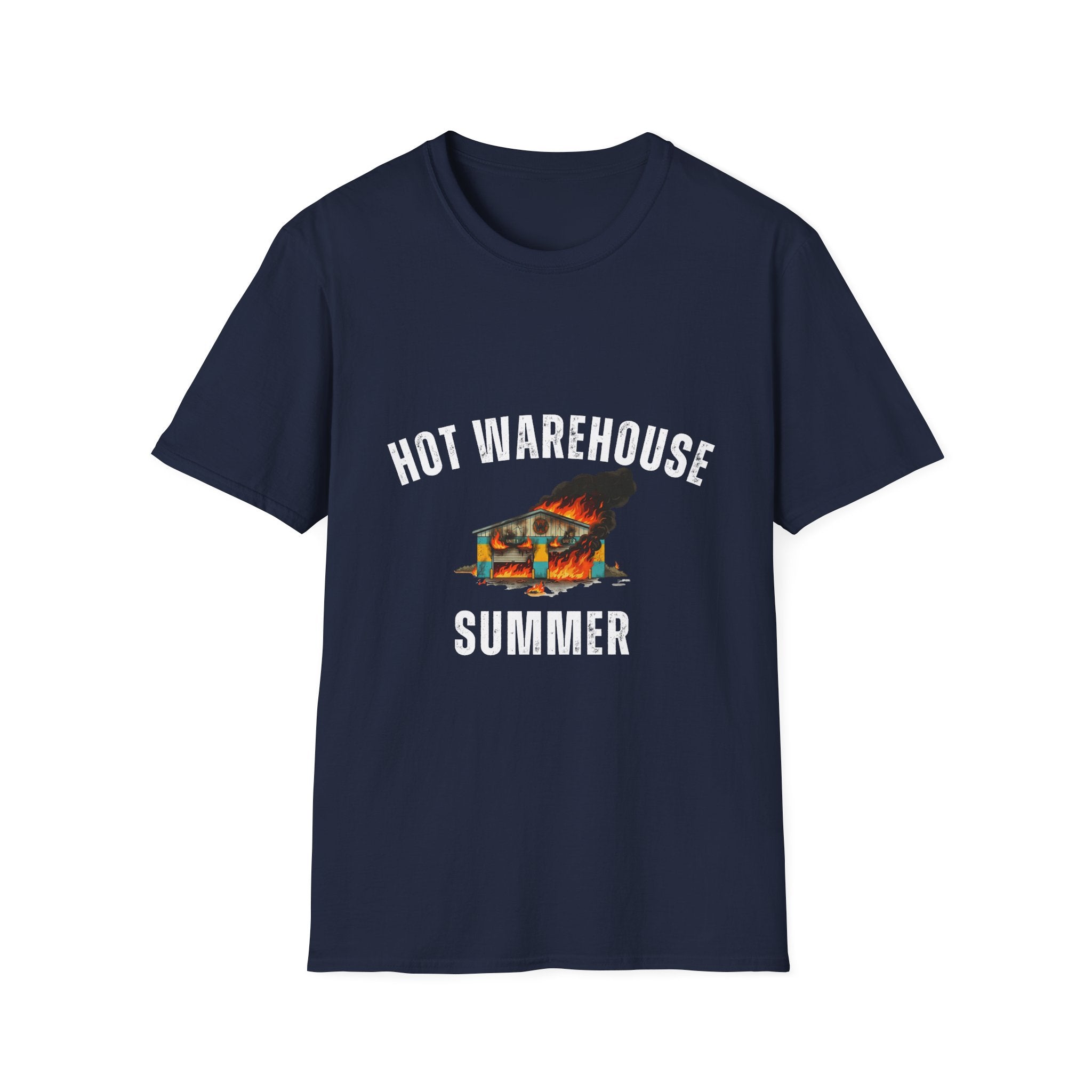 Hot Warehouse Summer T-Shirt- Vintage Flaming Warehouse Graphic Tee