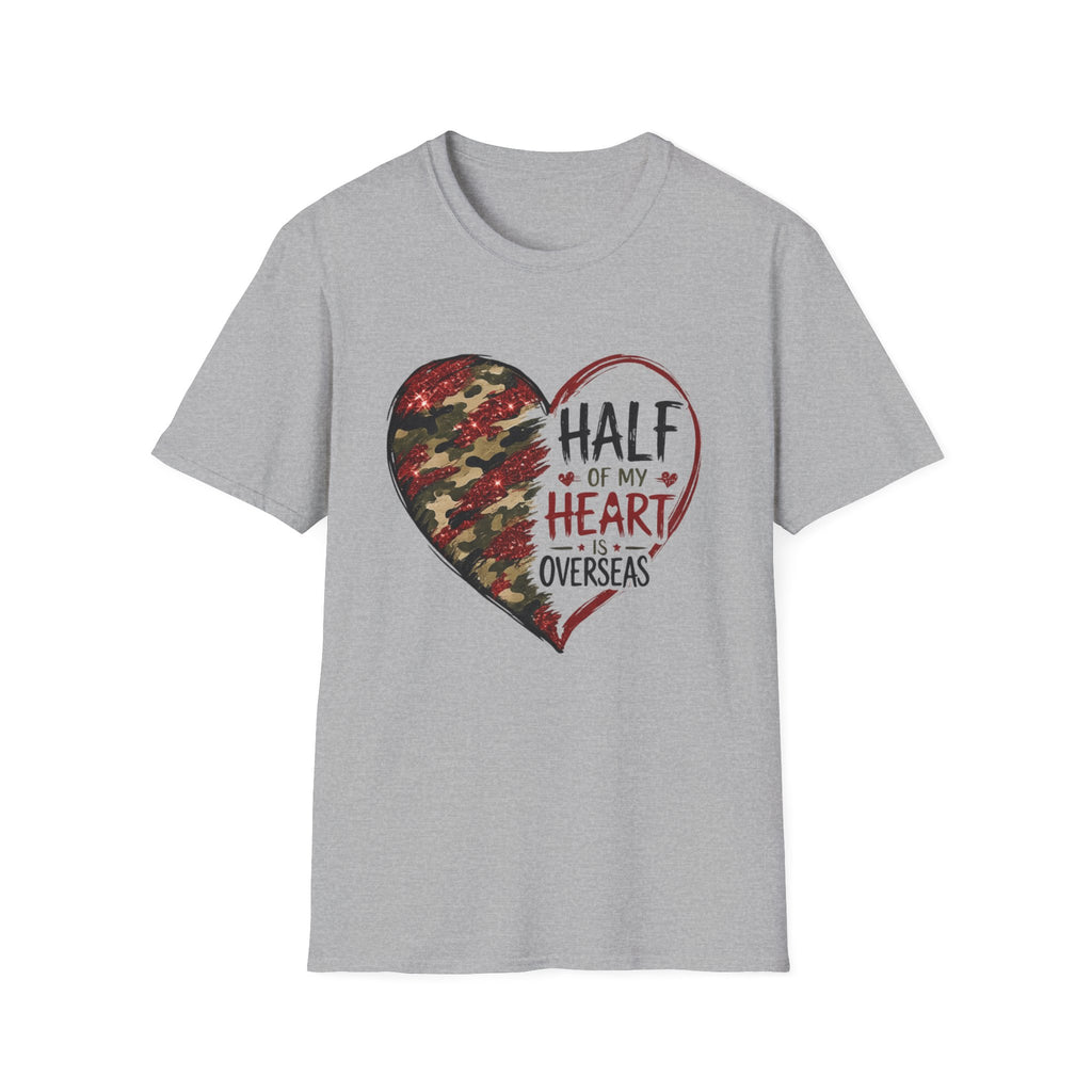 Half My Heart Is Overseas Camo Heart T-Shirt
