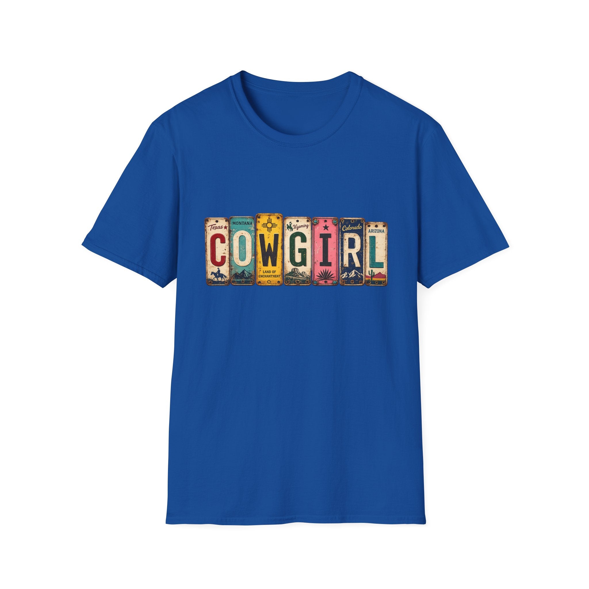 Western Cowgirl License Plate Letter T-Shirt