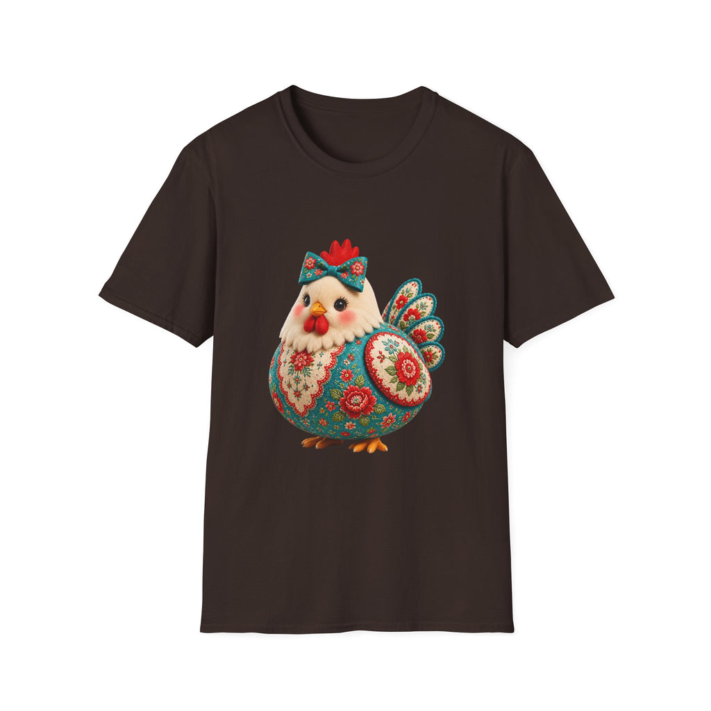 Colorful Folk Art Floral Chicken T-Shirt