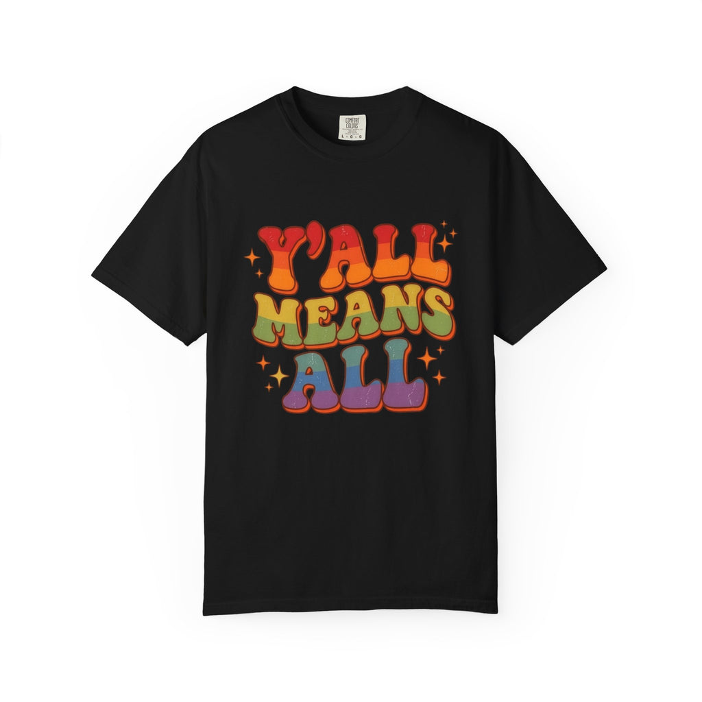 Yall Means All Retro Rainbow Pride Comfort Colors Tee