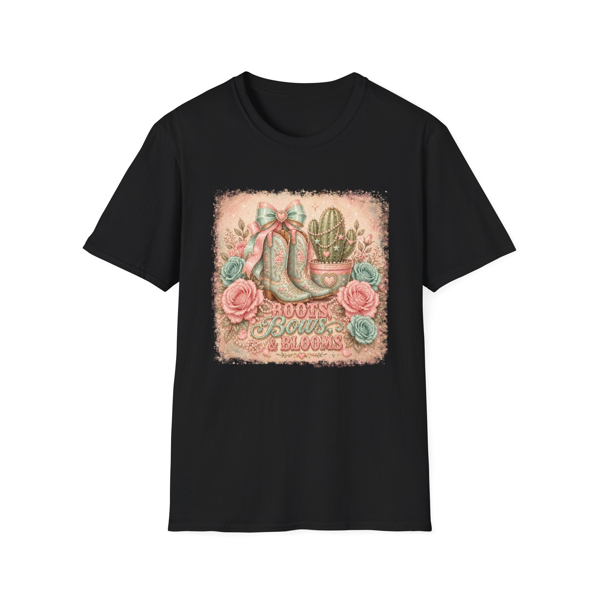 Cowgirl Boots & Cactus Floral Western Graphic Tee