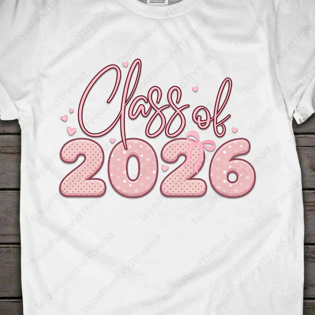 Class of 2026 Pink Coquette Graduation T-Shirt