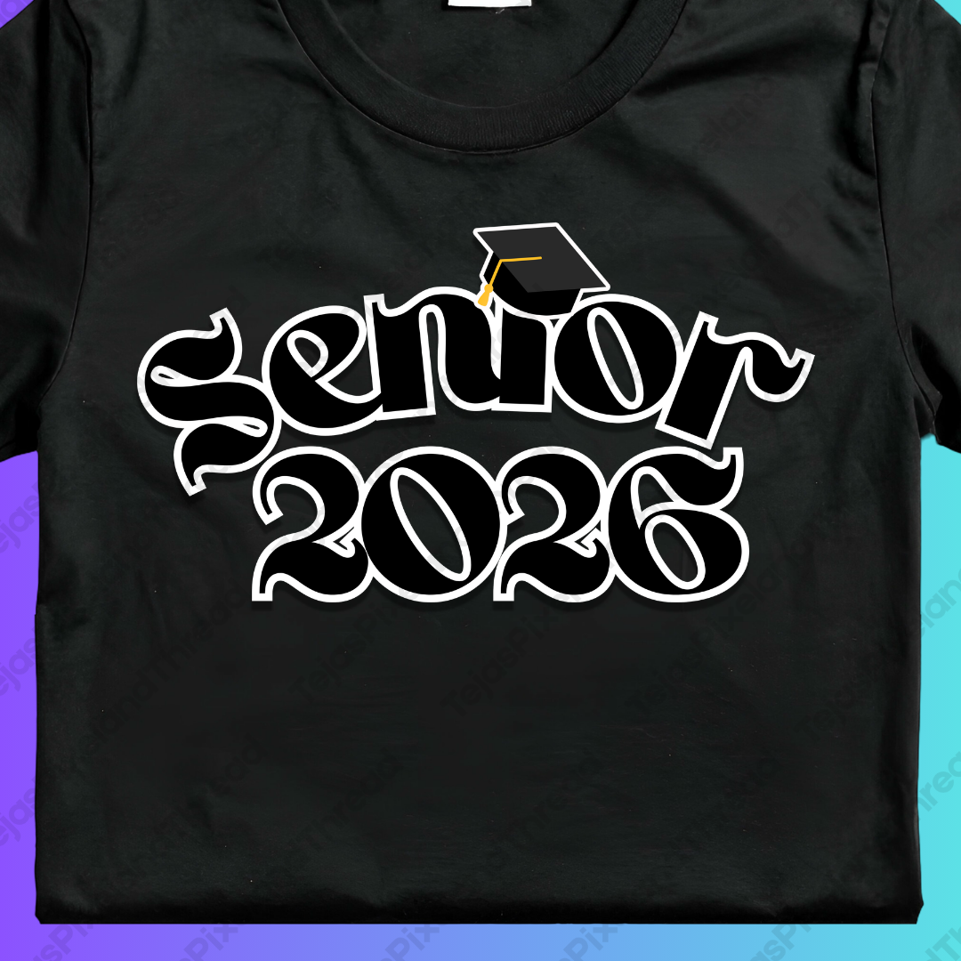 Senior 2026 T-Shirt — Class of 2026 Graduation Tee with Cap Graphic