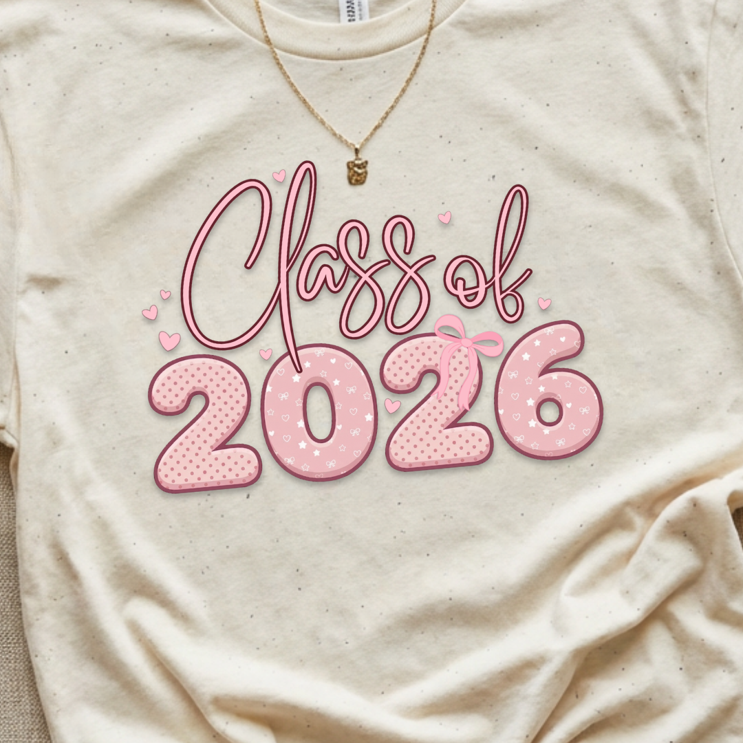 Class of 2026 Pink Coquette Graduation T-Shirt