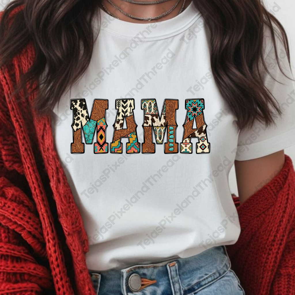 Mama Graphic Boho Tribal Pattern Mother's Day Tee
