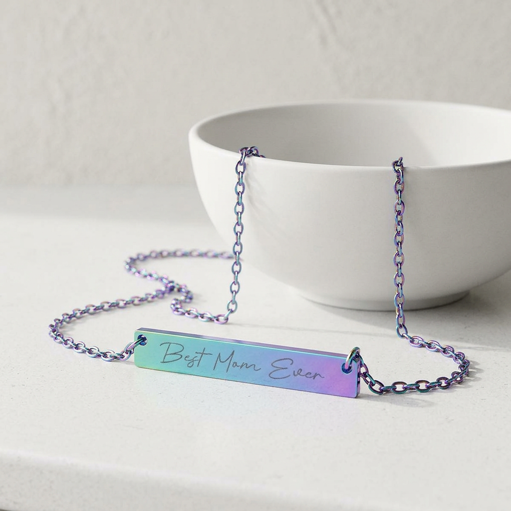 Personalized Engravable Horizontal Bar Necklace for Gift