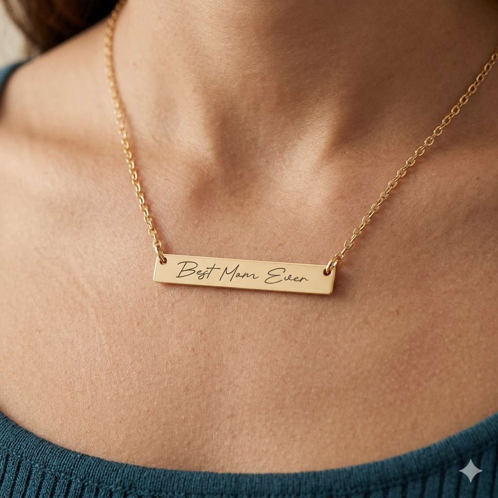 Personalized Engravable Horizontal Bar Necklace for Gift