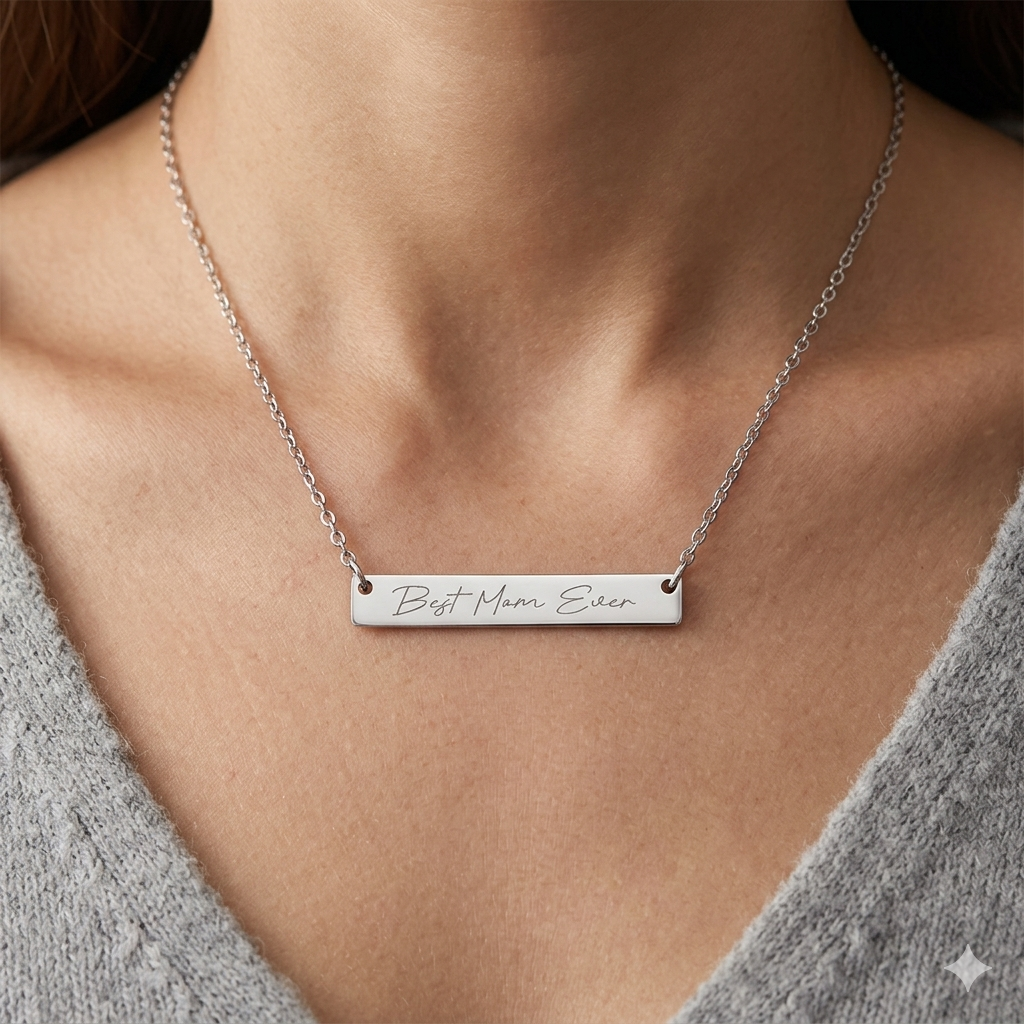 Personalized Engravable Horizontal Bar Necklace for Gift