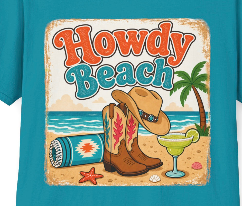 Retro Cowboy Boots & Margarita Beach T-Shirt