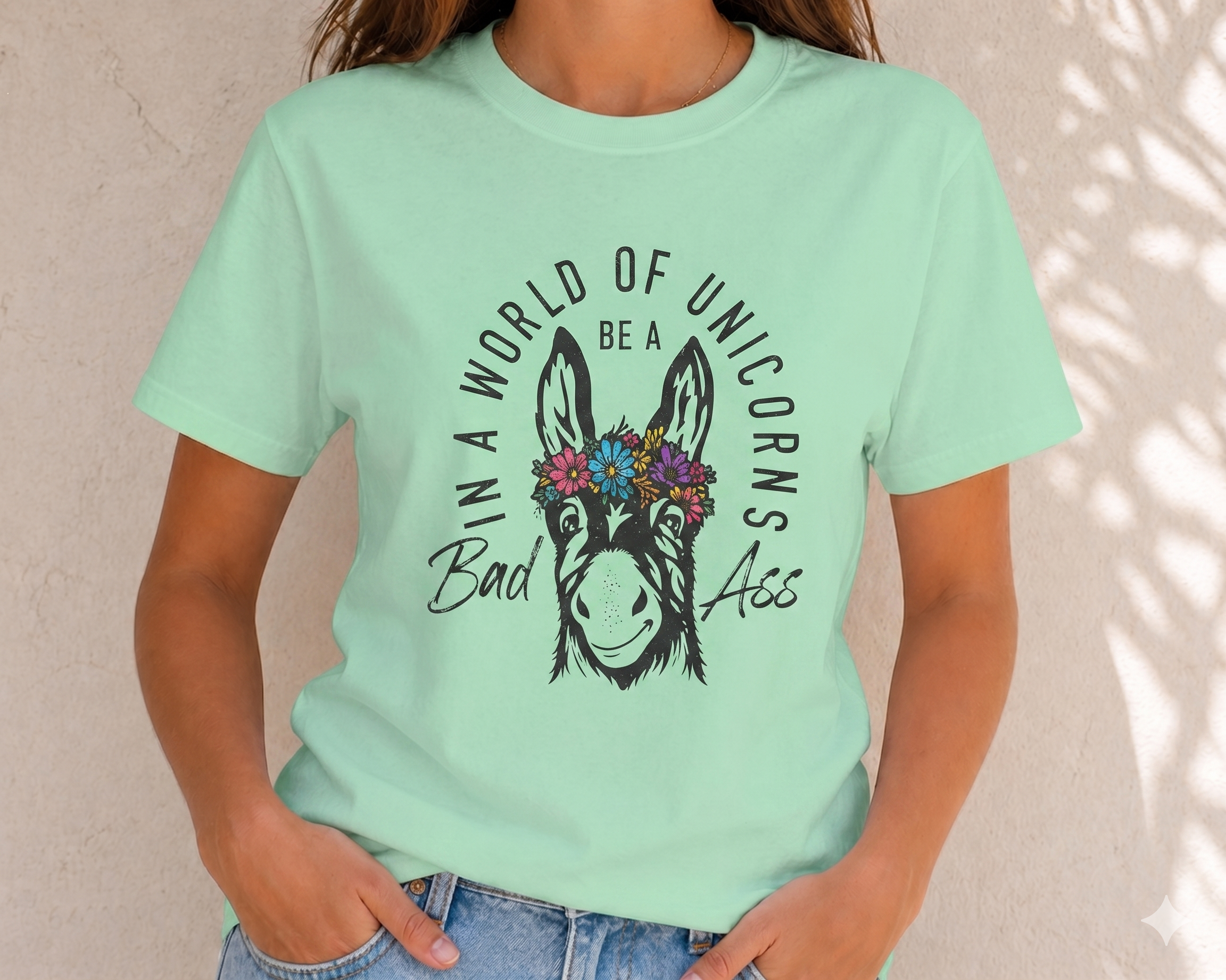 Funny Donkey Floral Crown T-shirt