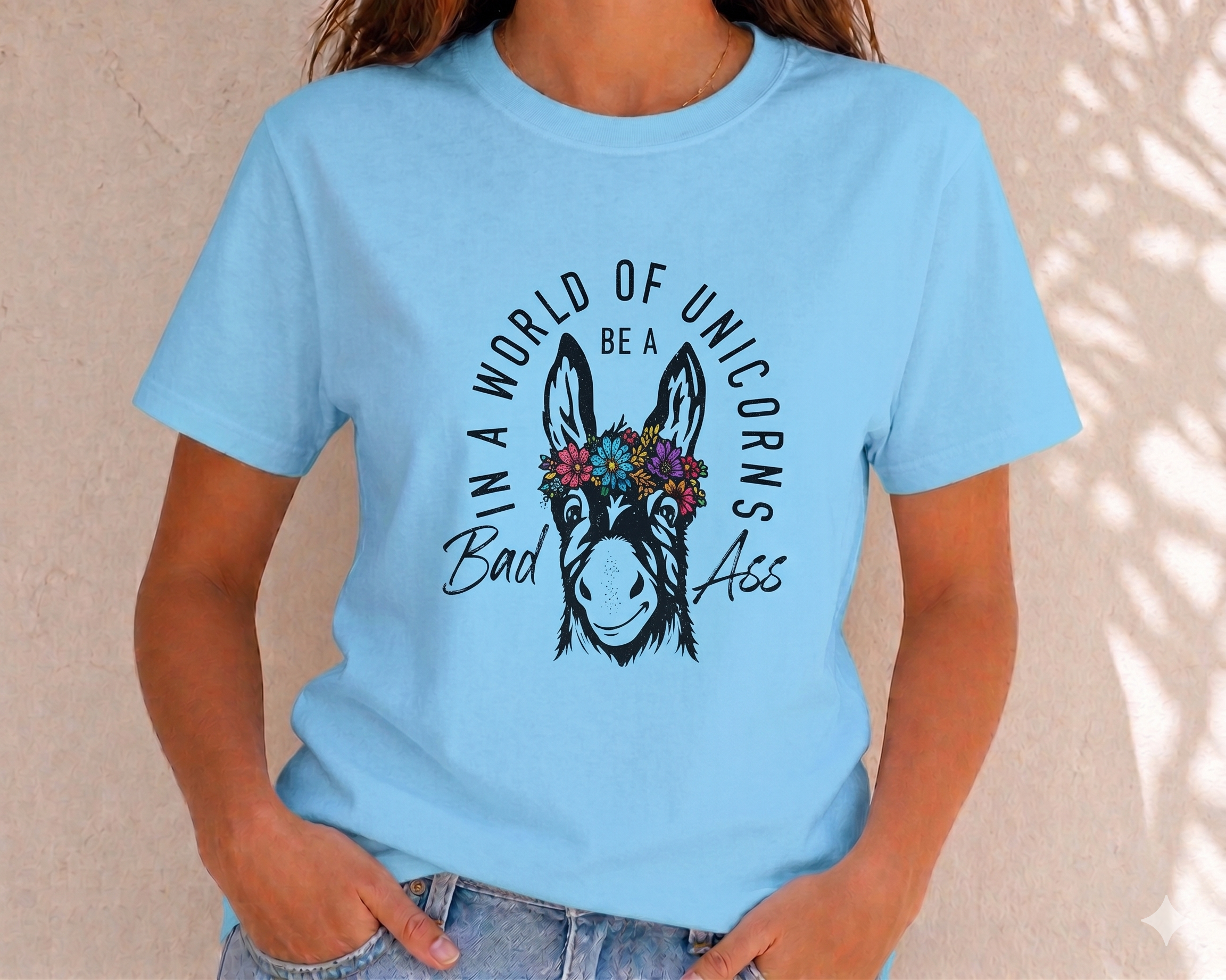 Funny Donkey Floral Crown T-shirt