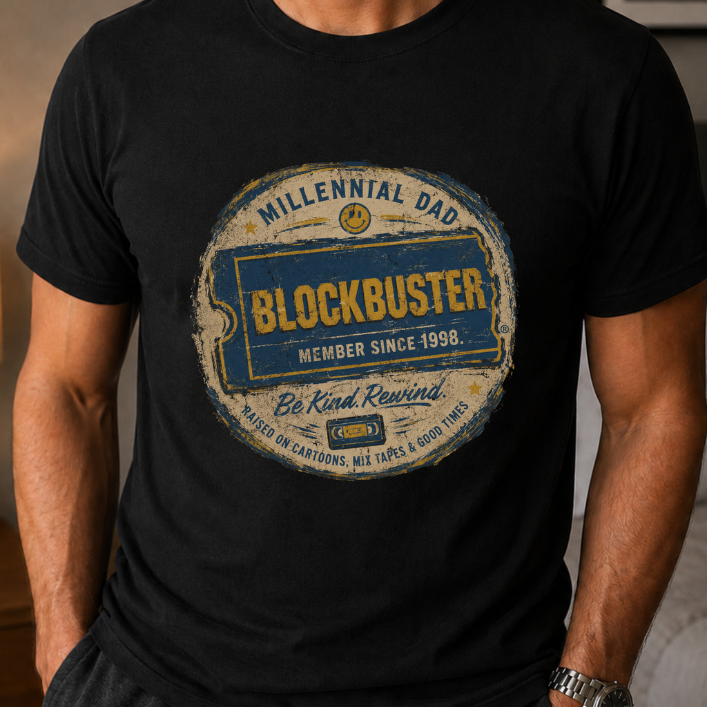 Retro Blockbuster Millennial Dad Vintage T-Shirt