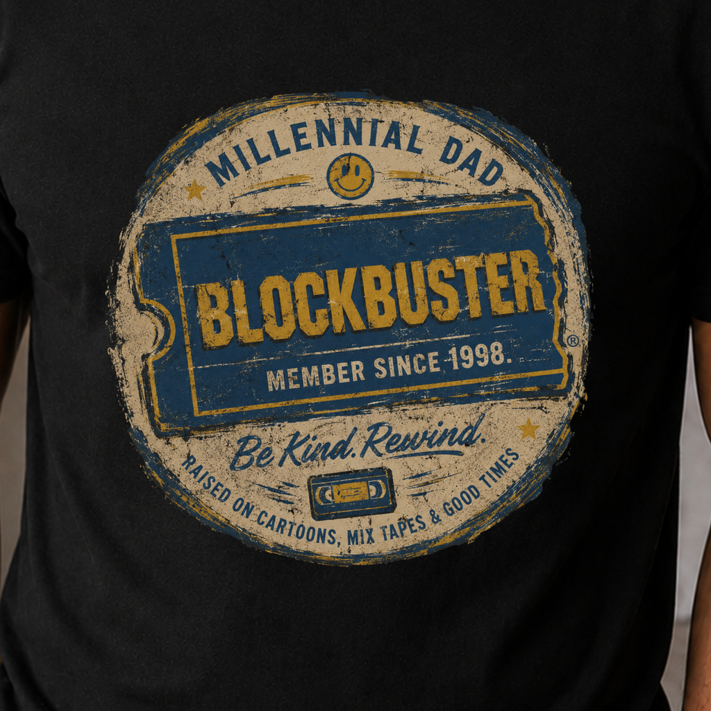 Retro Blockbuster Millennial Dad Vintage T-Shirt