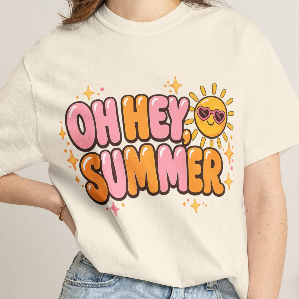 Oh Hey Summer Cute Retro Sun Comfort Colors T-Shirt