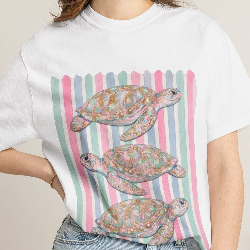 Sea Turtle Trio Pastel Beach Vibes Comfort Colors T-Shirt