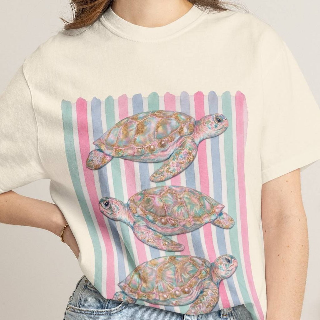 Sea Turtle Trio Pastel Beach Vibes Comfort Colors T-Shirt